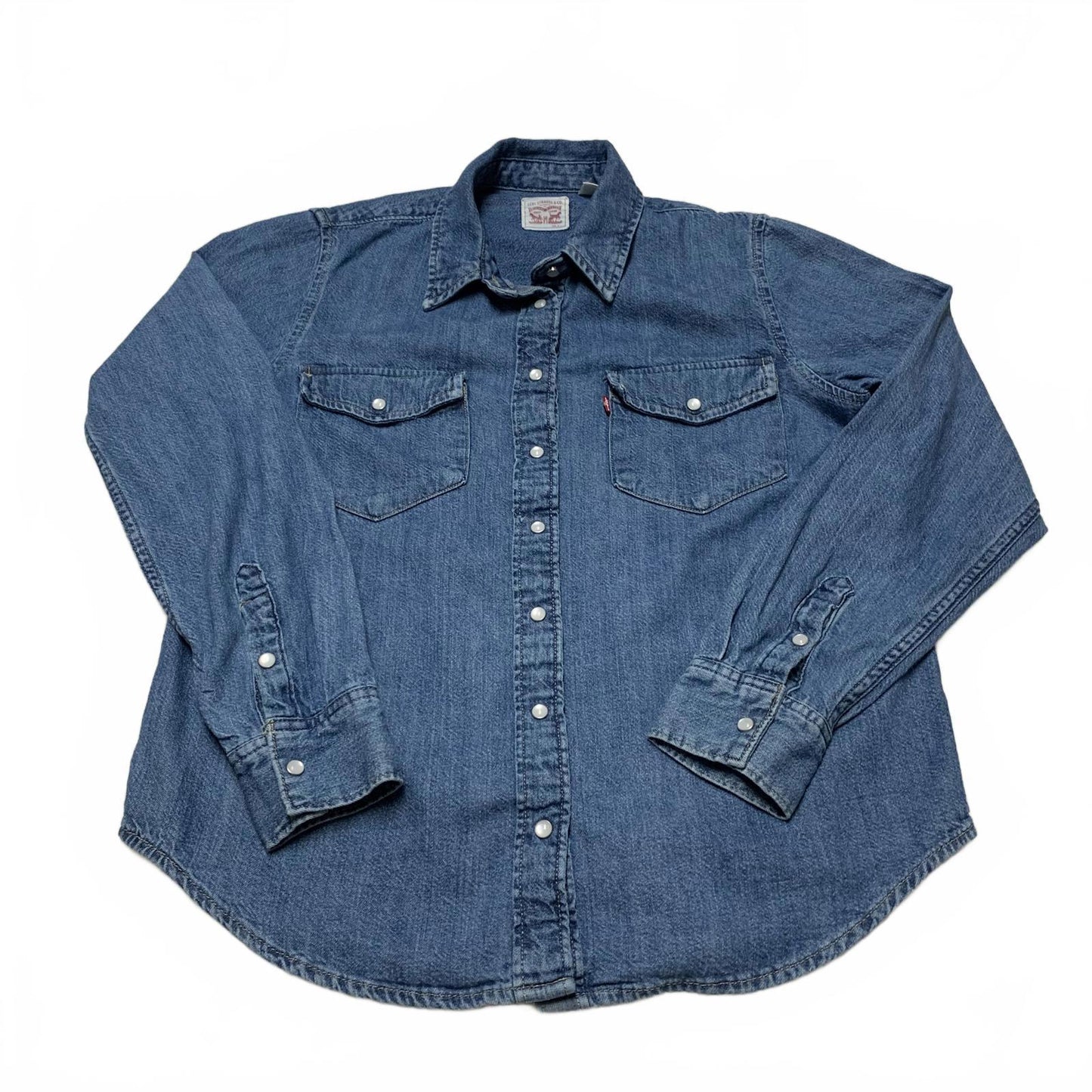Levi's Denim Shirt Womens Sz Small Blue Classic Western Style Cotton