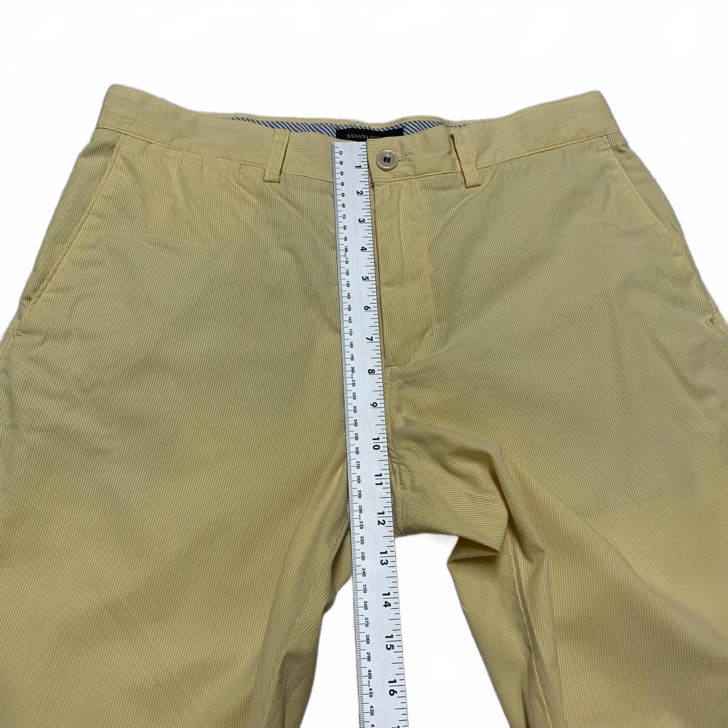 Banana Republic Mens Sz 32 Yellow PinStriped chino Shorts W34 Cotton