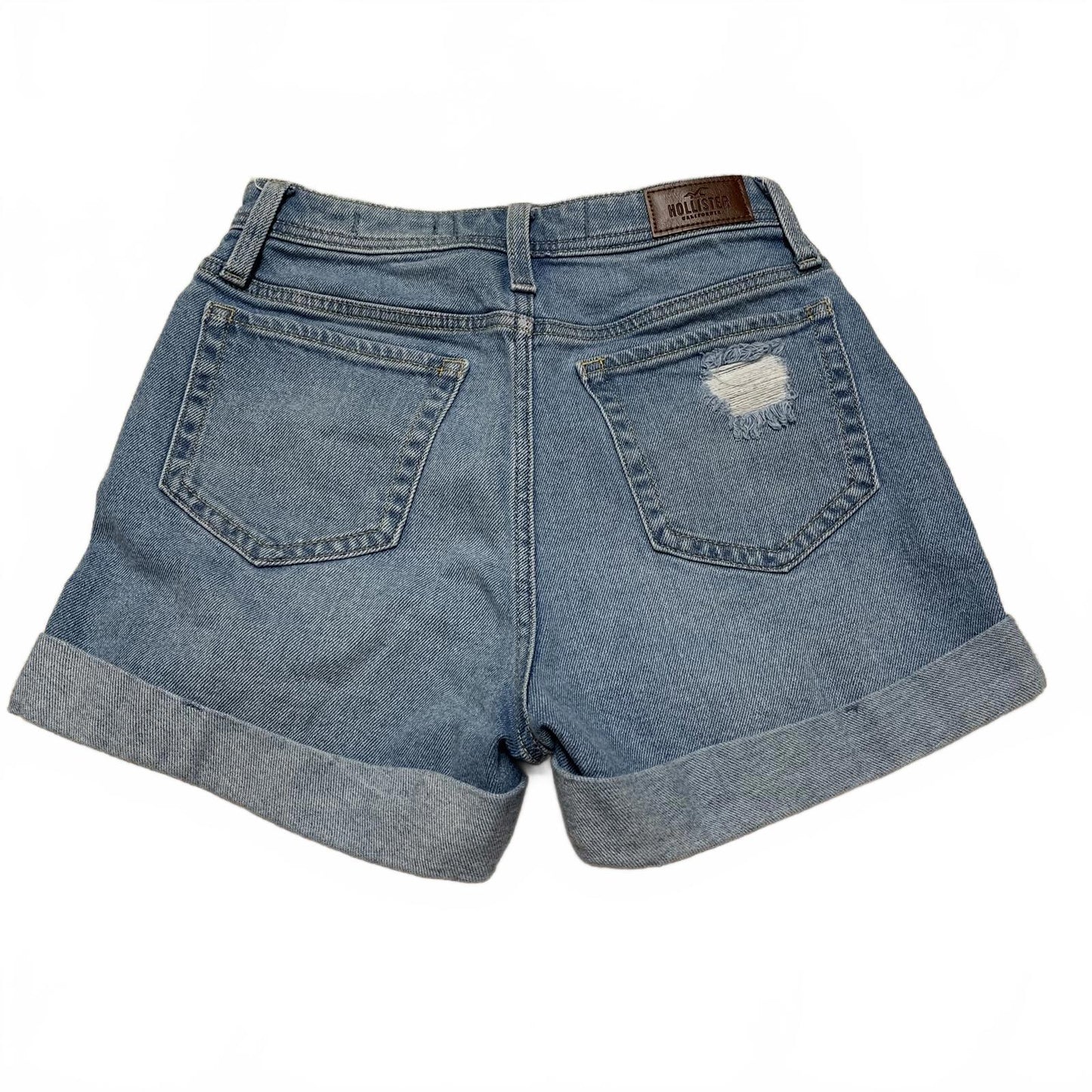 Hollister Ultra High-Rise Mom Shorts Sz 1 W25 Distressed Blue Wash
