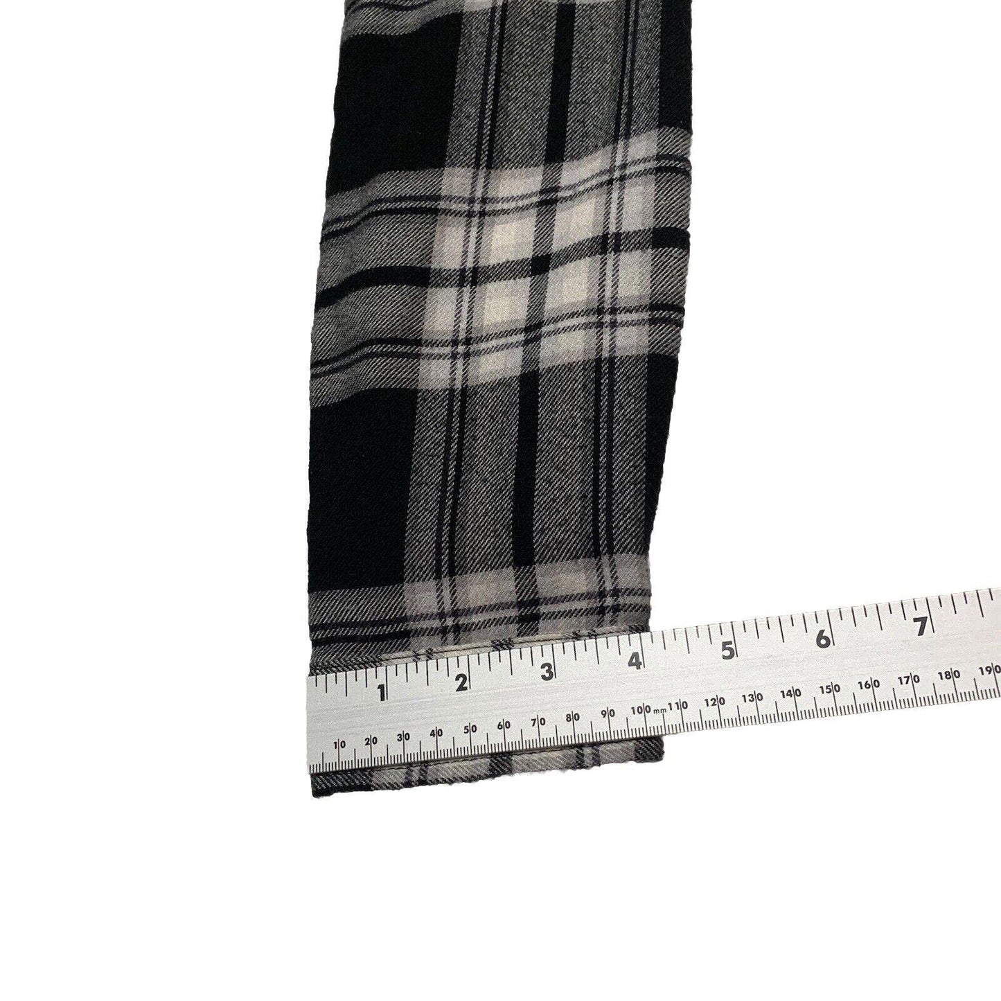 American Eagle Plaid Flannel Tunic Size Small Black White Pin Tuck Jegging Fit M
