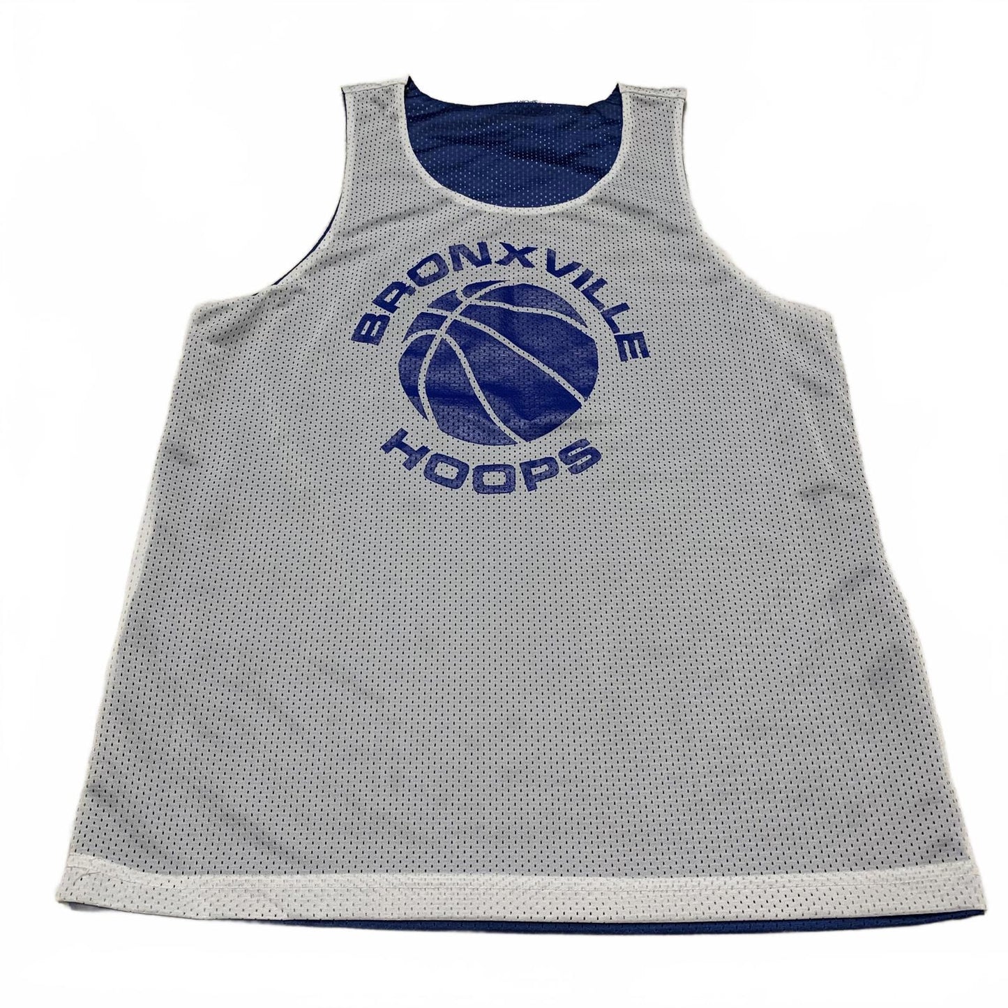 Sport-Tek Unisex Sz L Blue White Bronxville Hoops Basketball Jersey Reversible