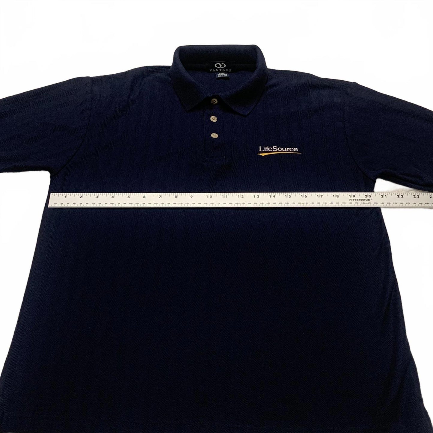 Vantage Men's Size Medium Navy Blue Polo Shirt 100% Combed Cotton