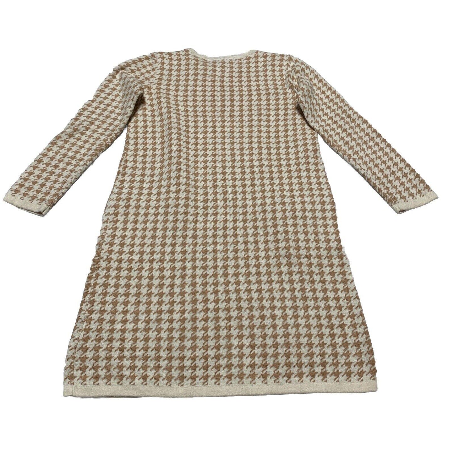 Hope & Henry Girls Size 10 Ivory Beige Houndstooth Sheath Dress Bow Knee Length