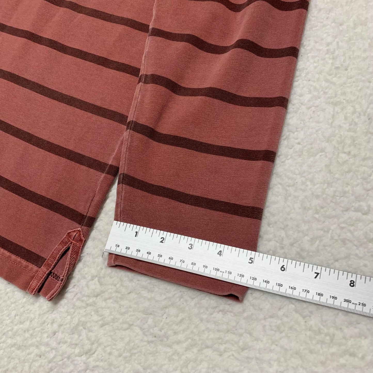 L.L. Bean Men's Size Large Rust Striped Long Sleeve Polo Shirt
