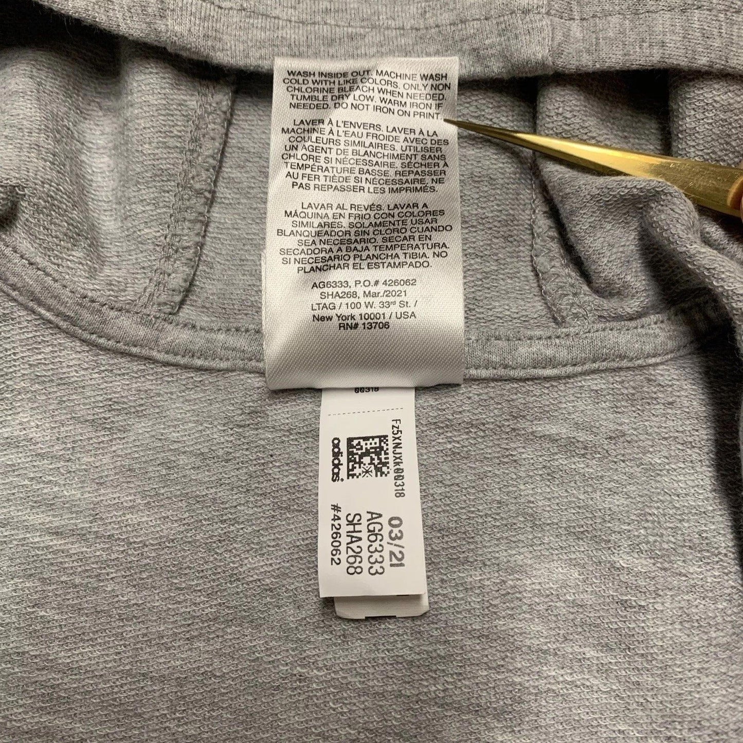 Adidas Infant Baby Size Size 3 Months Heather Gray Hoodie Sweater Full Zip