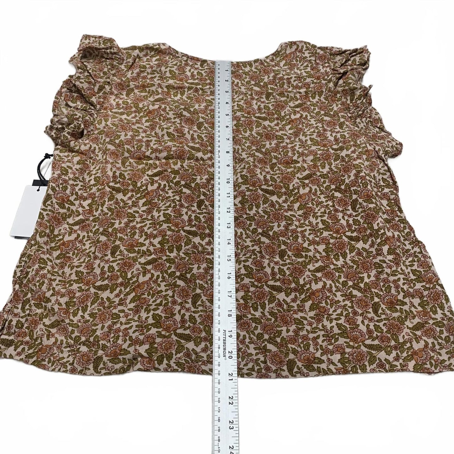 Black Tape Womens Sz Large Floral V-Neck ruffle short sleeve Blouse India