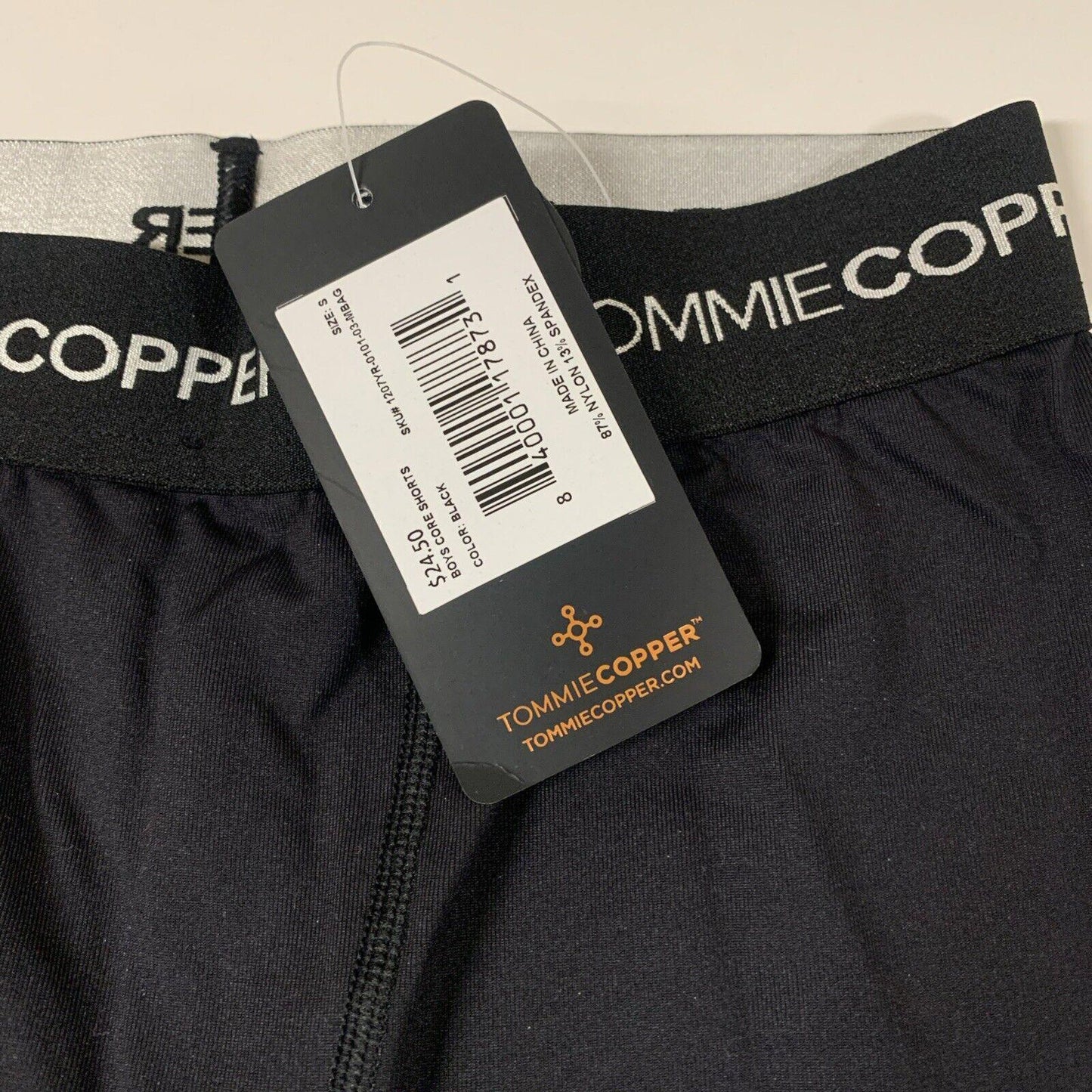 Tommie Copper Core Youth Boys Small Black Compression Biker Underlay Shorts