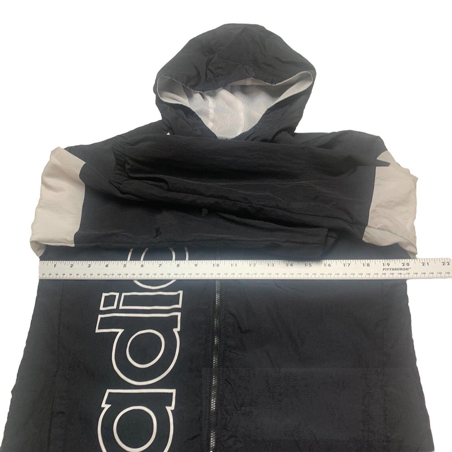 ADIDAS Boys Size 14/16 Large Black Full Zip Hooded Windbreaker Jacket