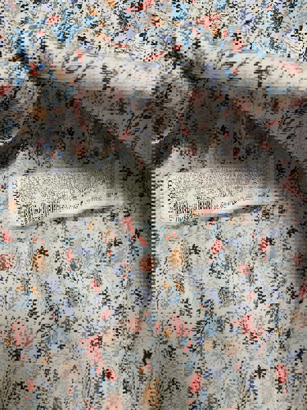 Zara Short Sleeve Slim Fit Casual Button Down Shirt Size M Print Seaside Shells