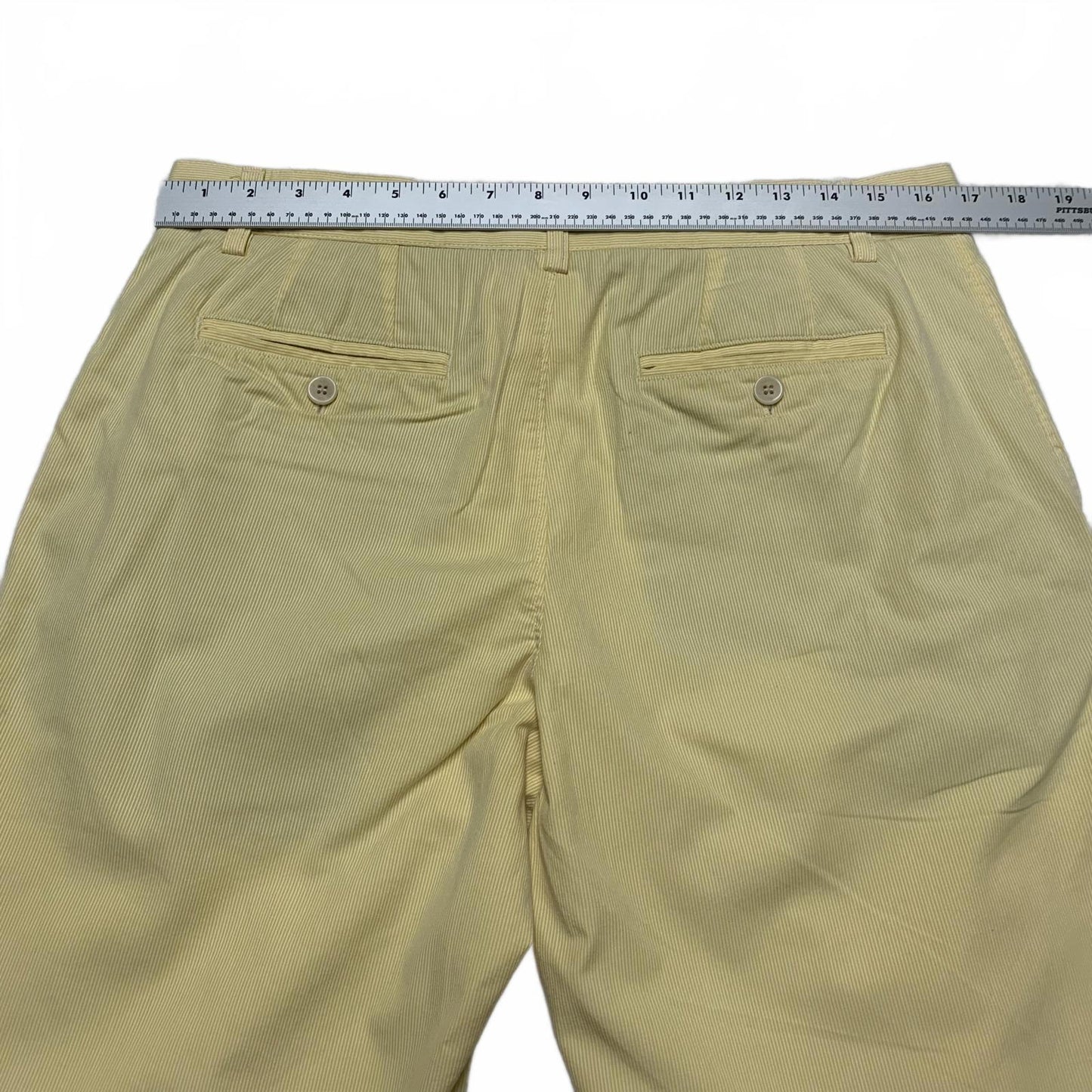 Banana Republic Mens Sz 32 Yellow PinStriped chino Shorts W34 Cotton