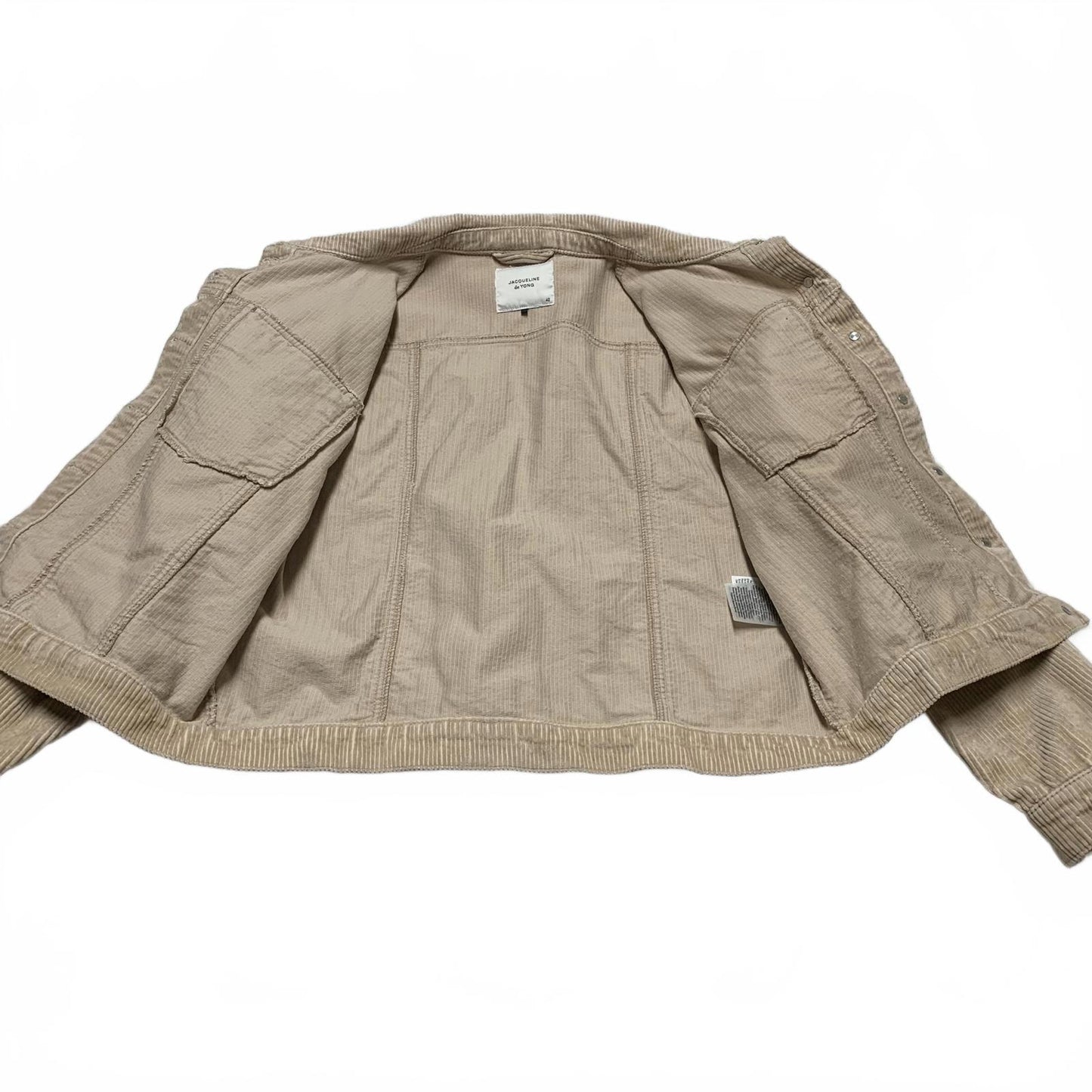 Jacqueline de Yong Women's Sz L/XL 42 Beige Corduroy Cropped Jacket