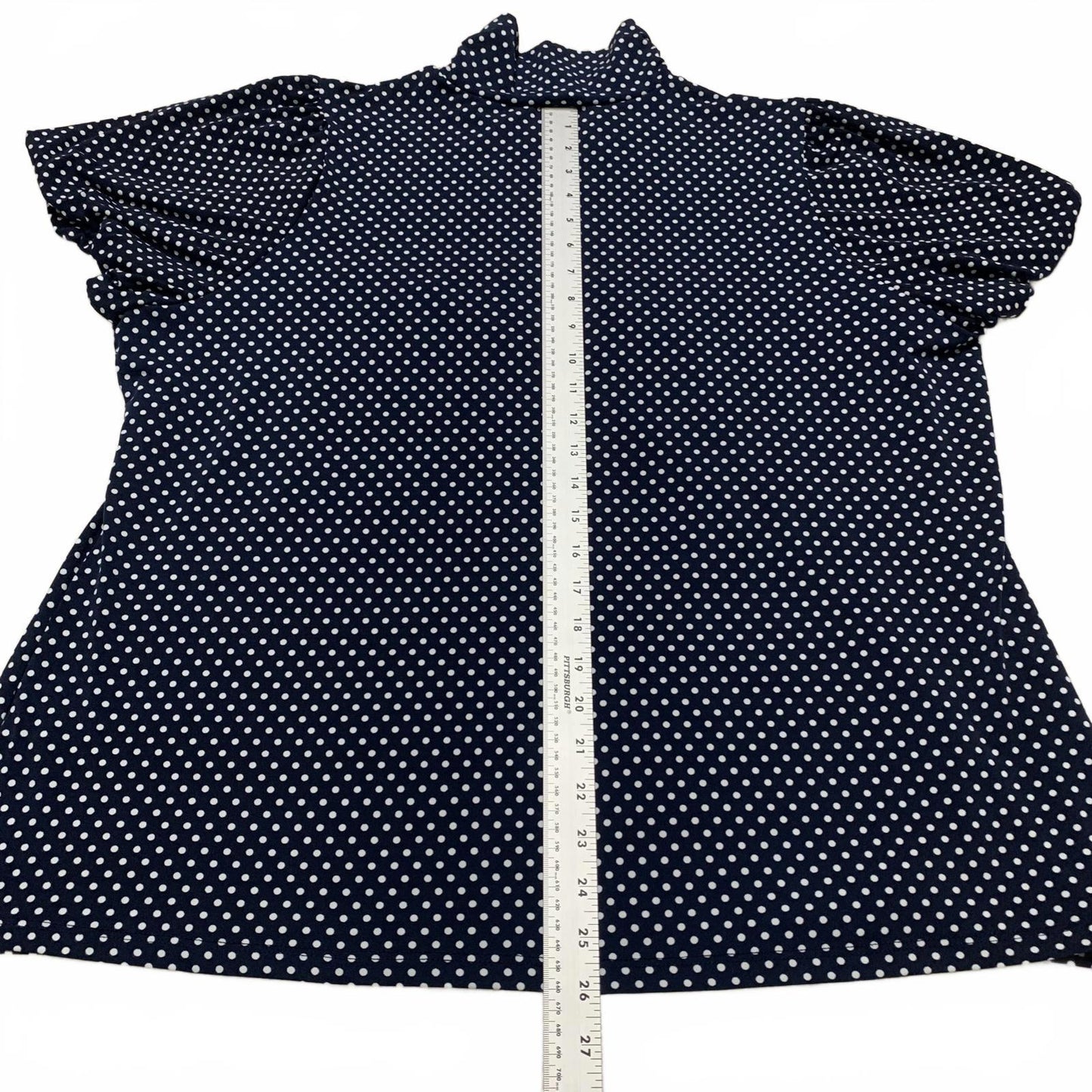 Dressbarn Women's Size 3X Navy White Polka Dot Blouse USA