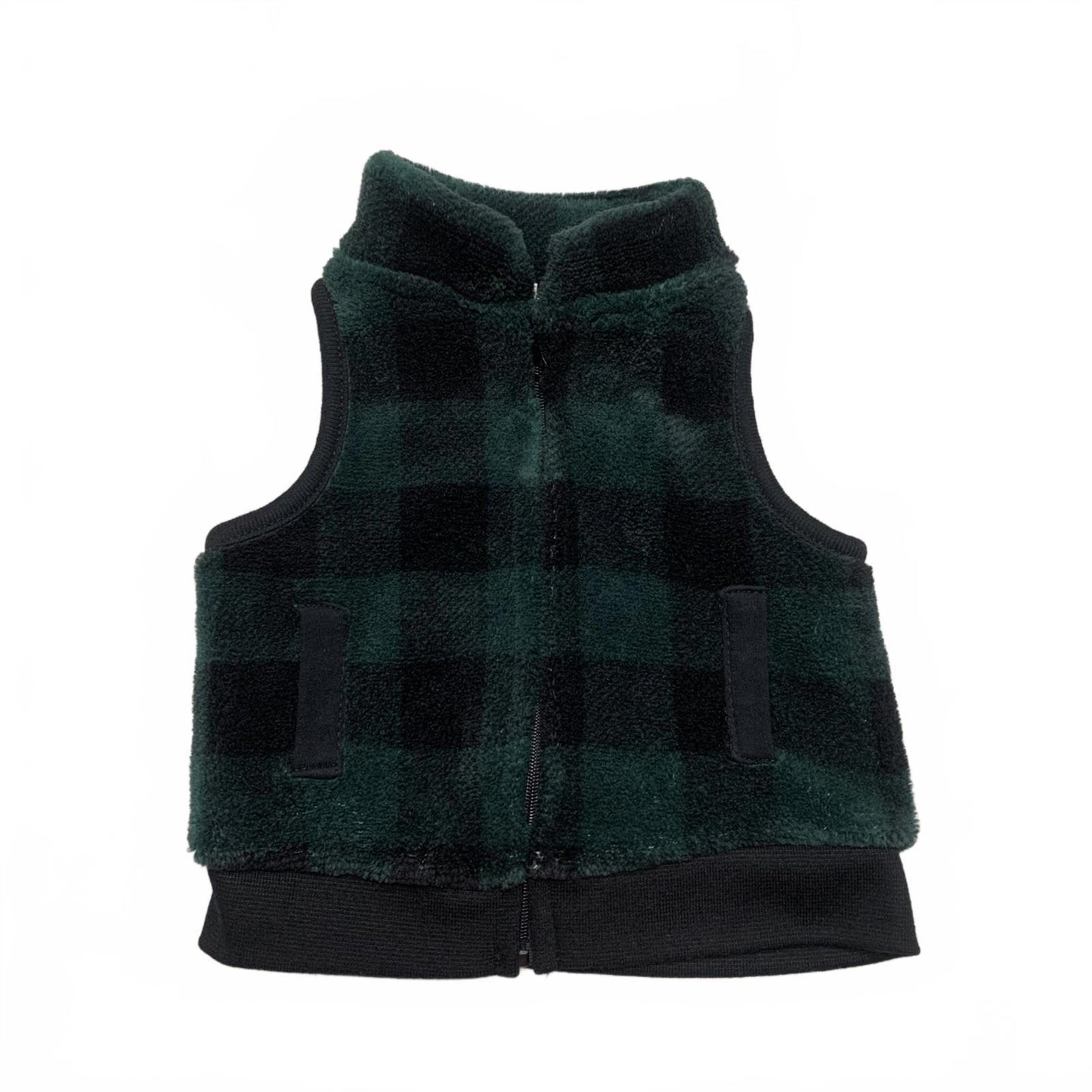 Emporio Baby Unisex 0-3 Months Green Plaid Fleece Vest