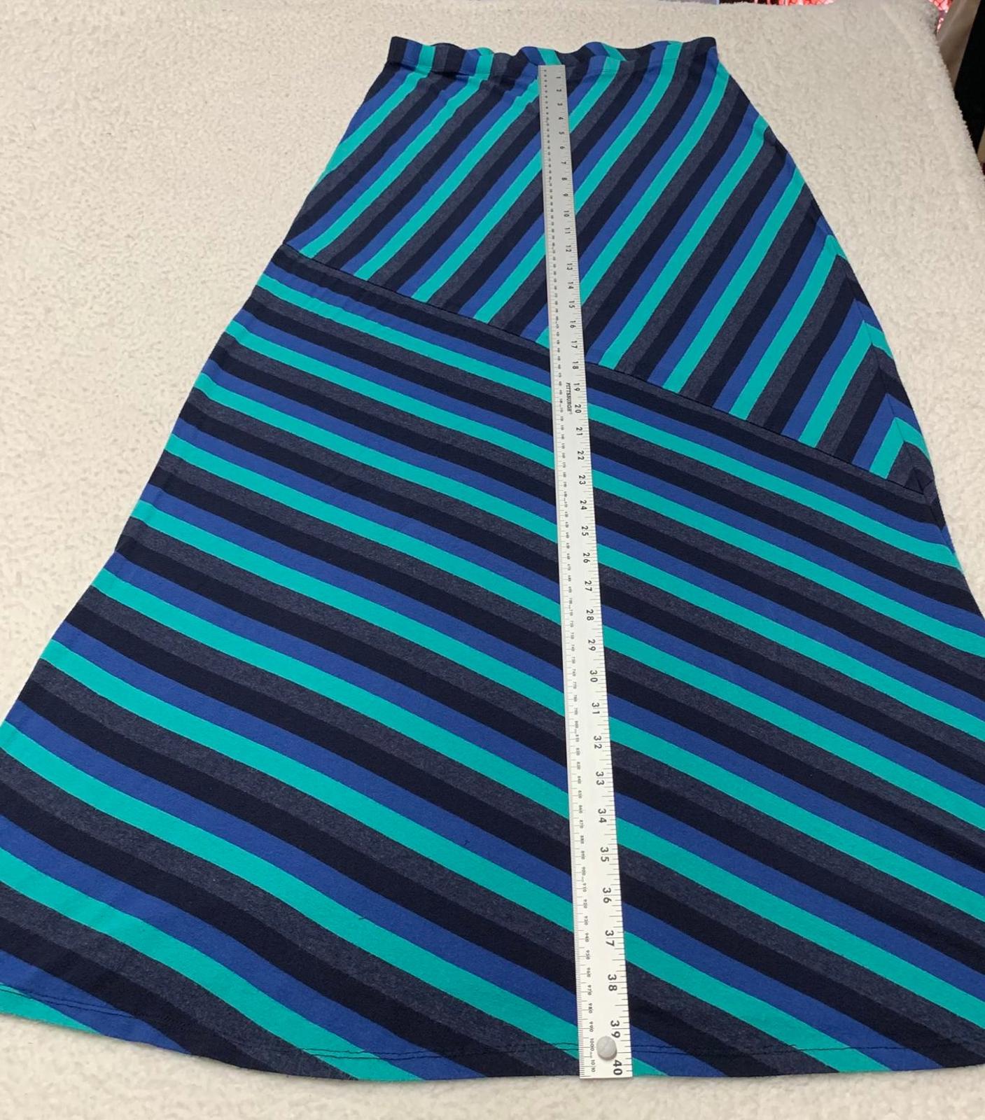 Vtg Matty M Womens Sz S Convertible Midi Skirt to Dress Blue Green Striped