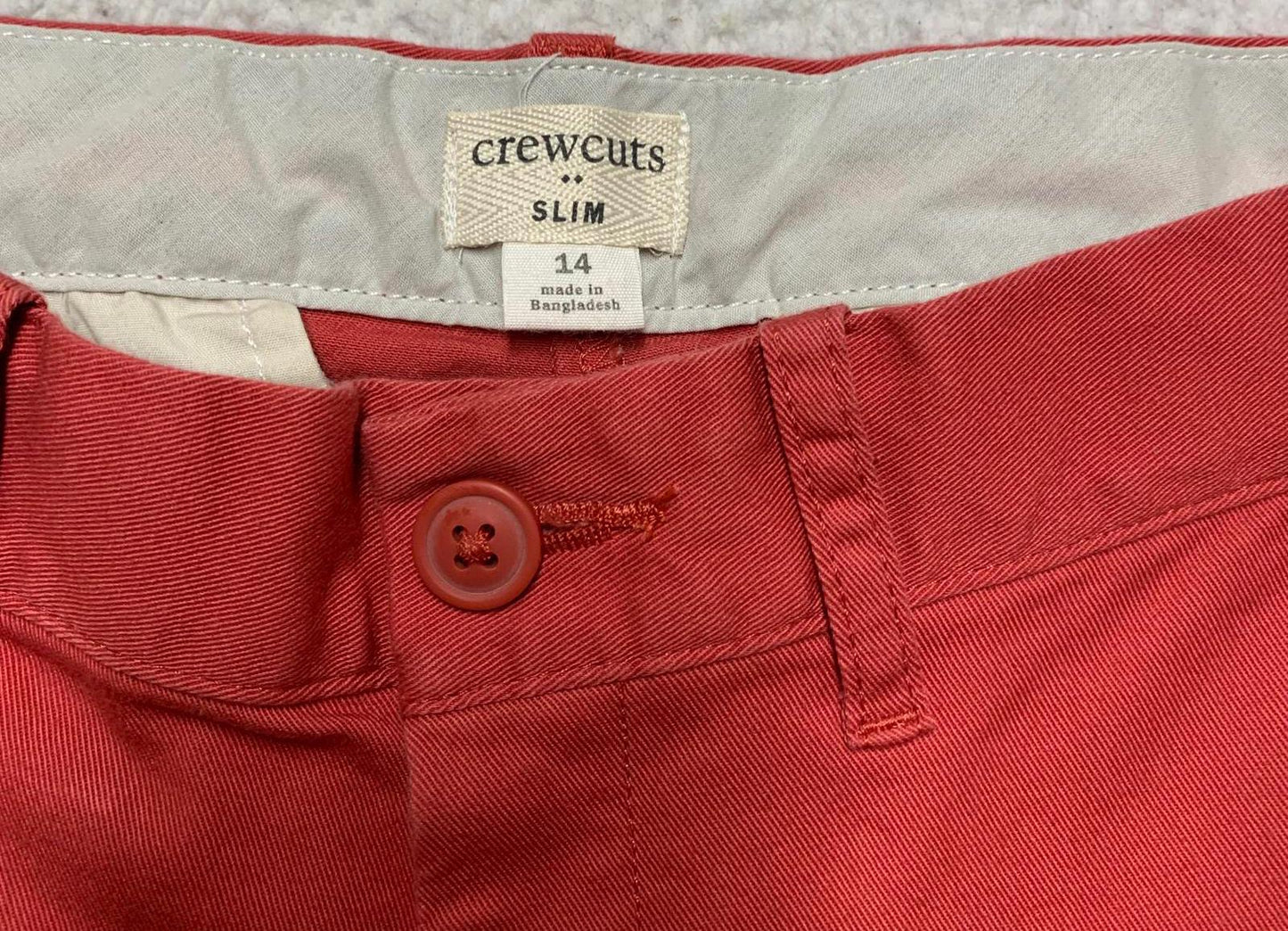 Crewcuts Kids Size 14 Red-Orange Slim Fit Pants Adjustable Waist 28x28L