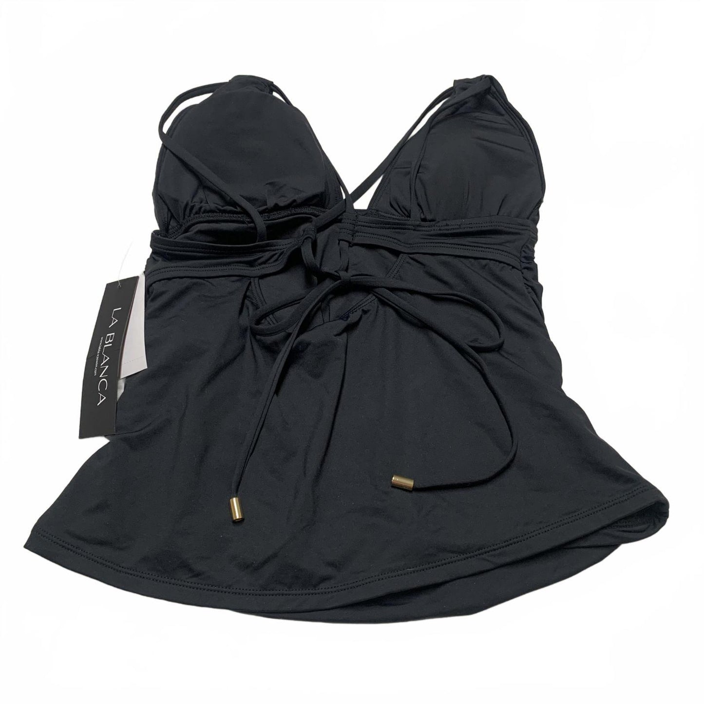 La Blanca Women's Size 10 Black Halter Swim Top Ruched Bust