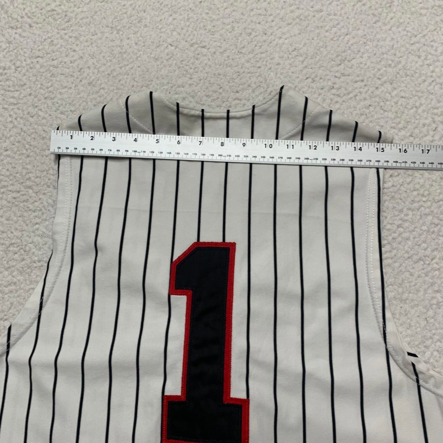 Ripon Athletic PRIDE #1 Mens Sz 40 White Striped Baseball Jersey Sleeveless USA