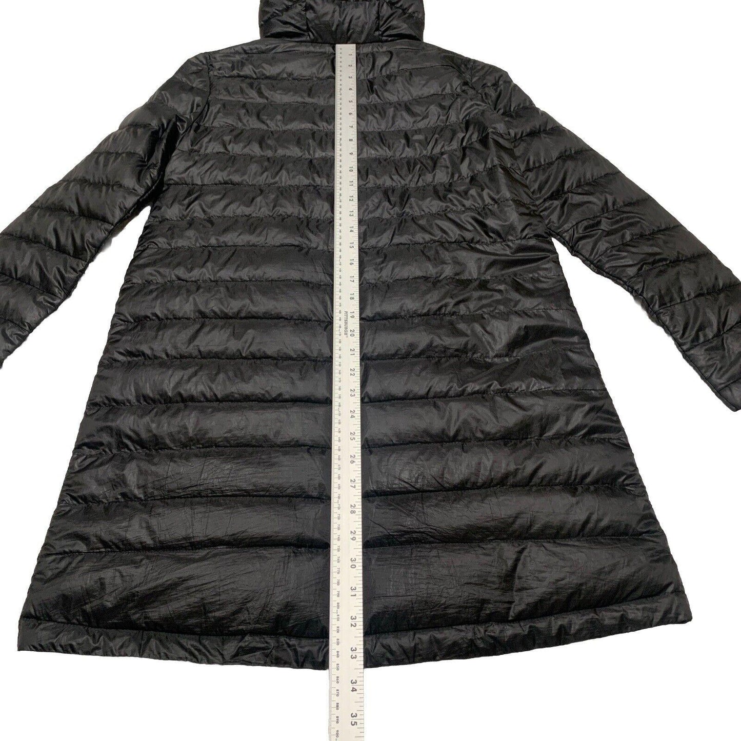 Zara Basic Women’s X-Small Black Lightweight Packable Puffer Long Hooded Jacket