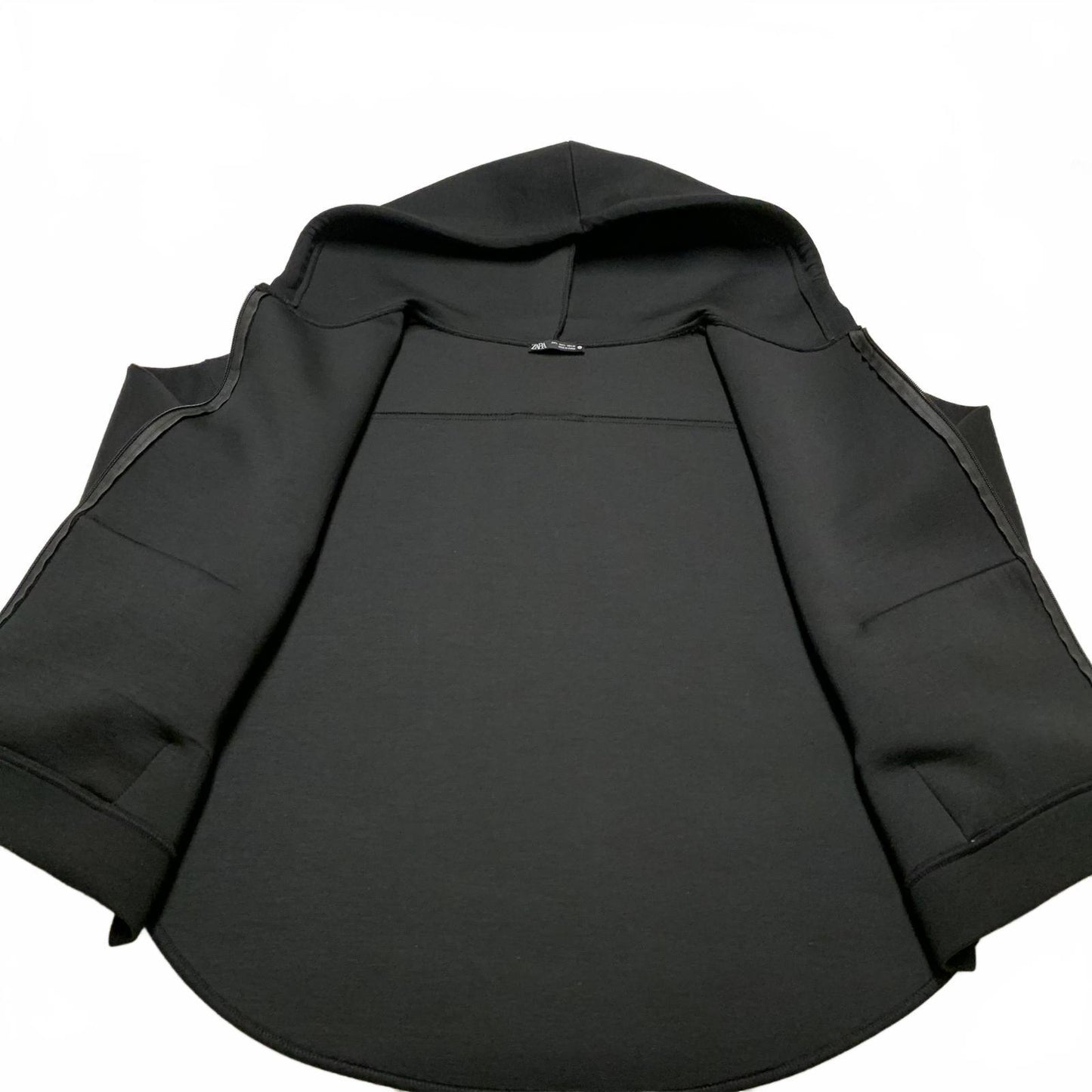 ZARA Women's Size Large Black Casual Black Zip-Up Hoodie