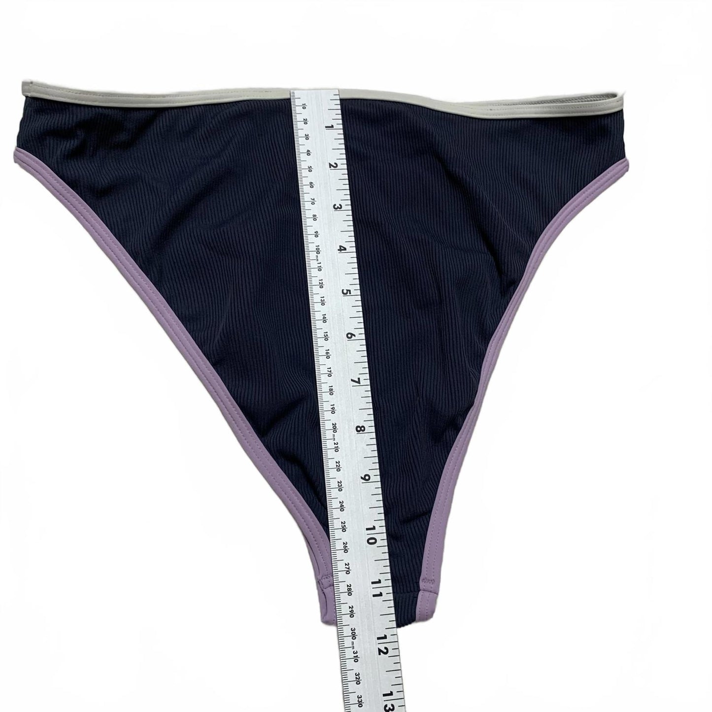 L*SPACE Women's Size XLarge Gray & Lilac Ribbed Bikini Bottoms