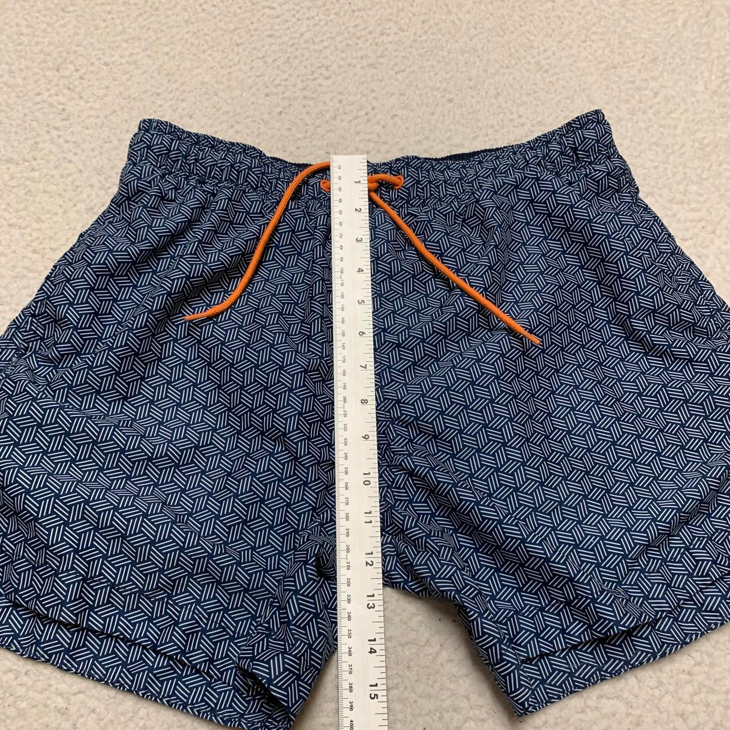 H&M Men's Sz M Navy Geometric Pattern Swim Shorts Trunks W30