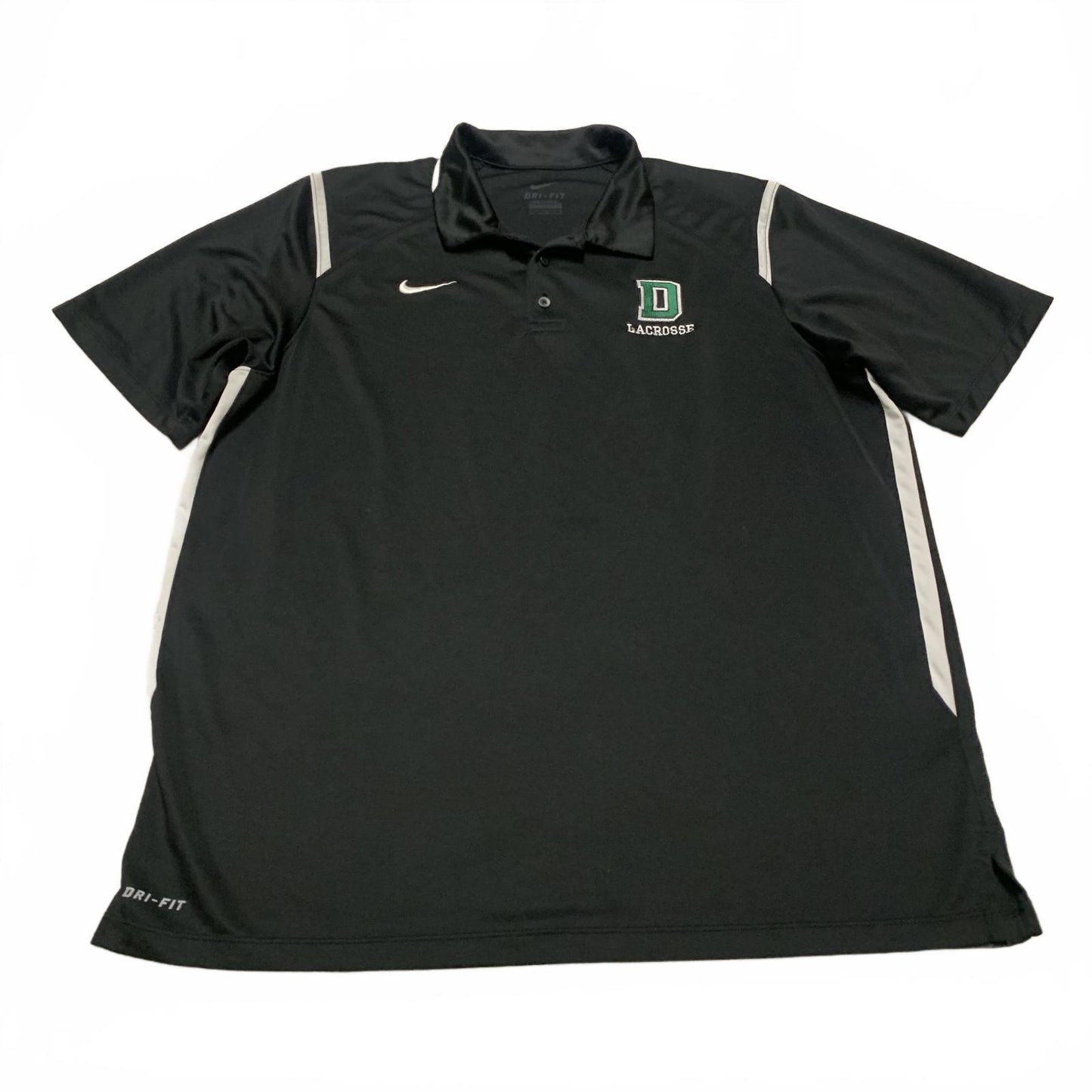 Nike DRI-FIT Mens Sz Large Black Lacrosse Polo Black