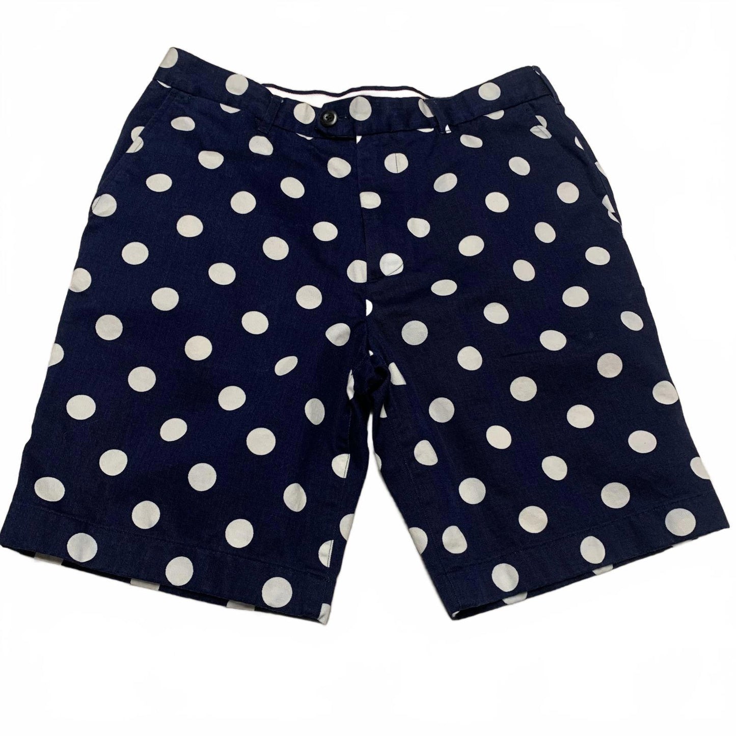 Jack Spade Bleecker NY Mens Sz 32 Navy White Polka Dot chino shorts W32