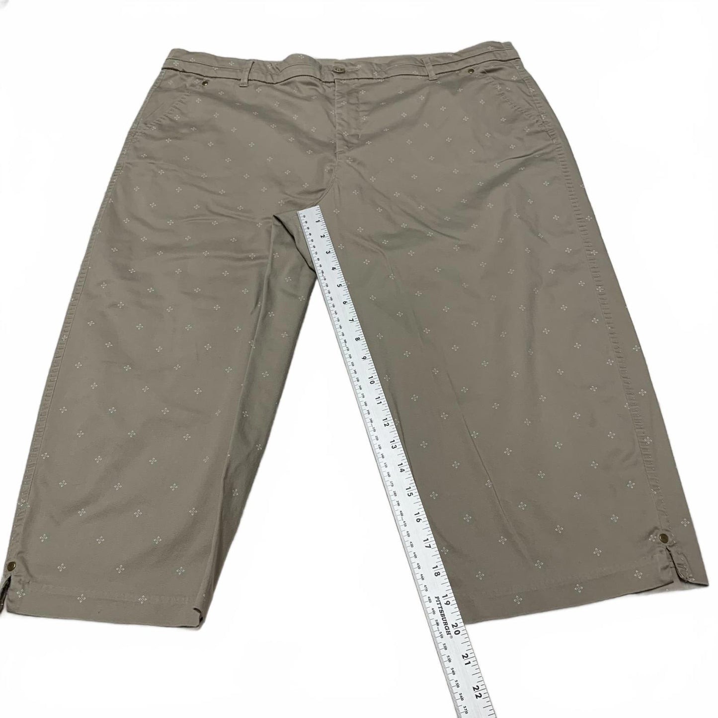 Khakis & Co. Women's Sz 18 Khaki Printed Cropped Pants W40x20L