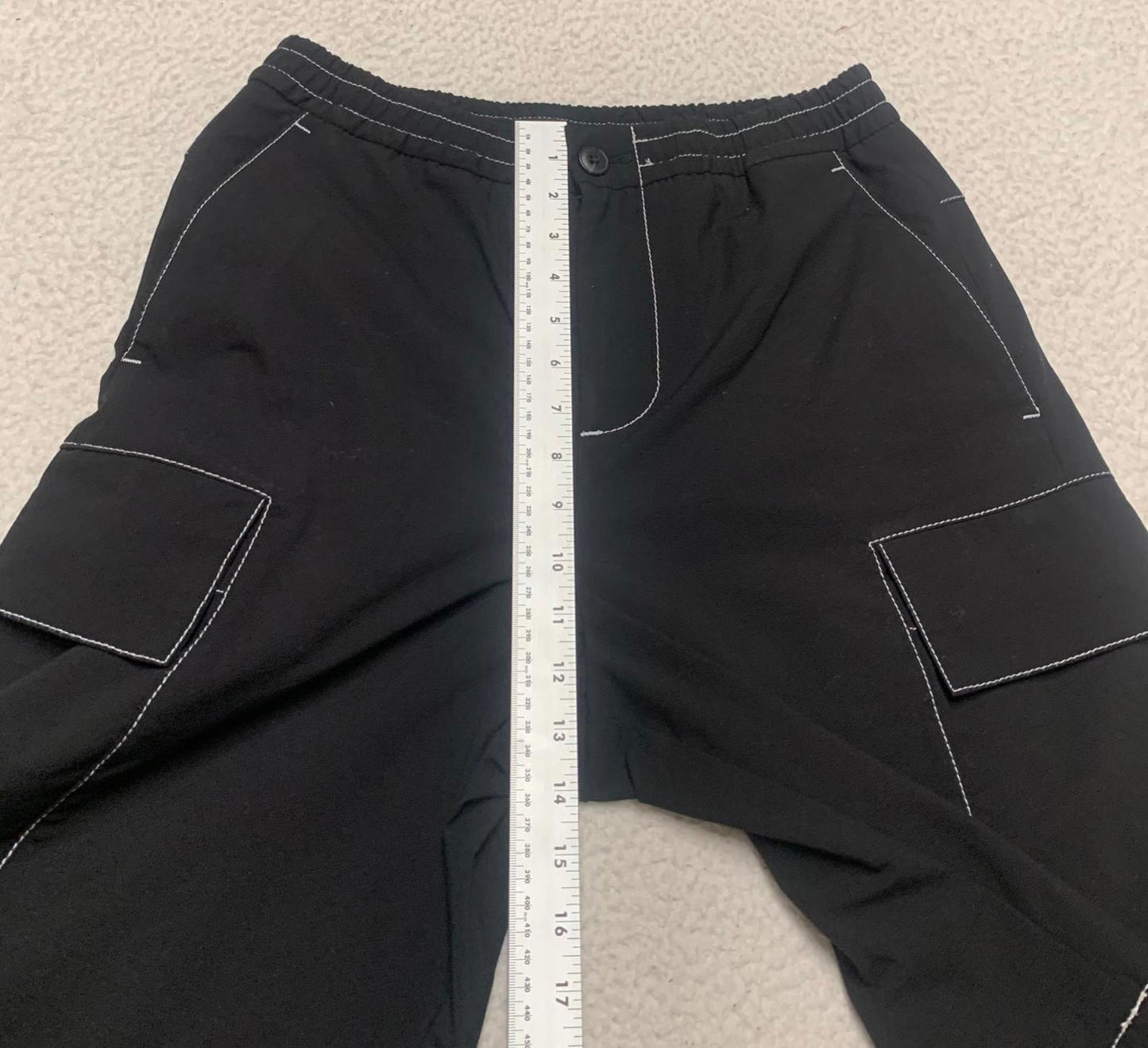Zara Mens Sz Small Black Cargo Shorts Side Pockets W28