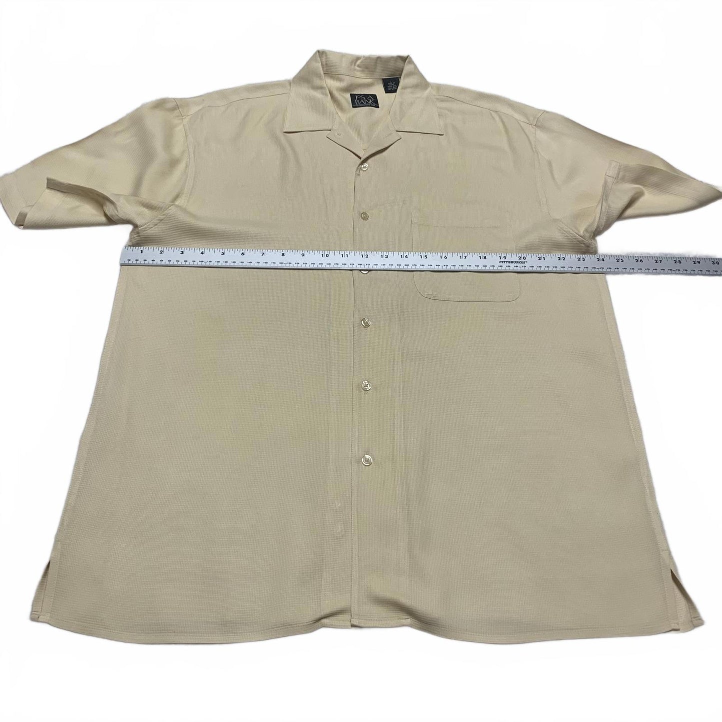 Jos. A. Bank Large Silk Shirt Light Beige Short Sleeves