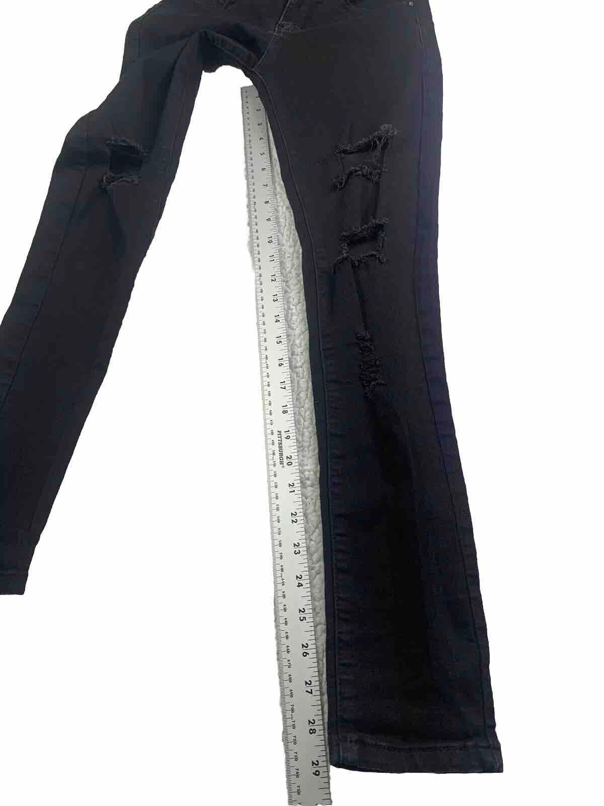 Monkey Ride Jeans Juniors Sz 3/29 Black Skinny Distressed