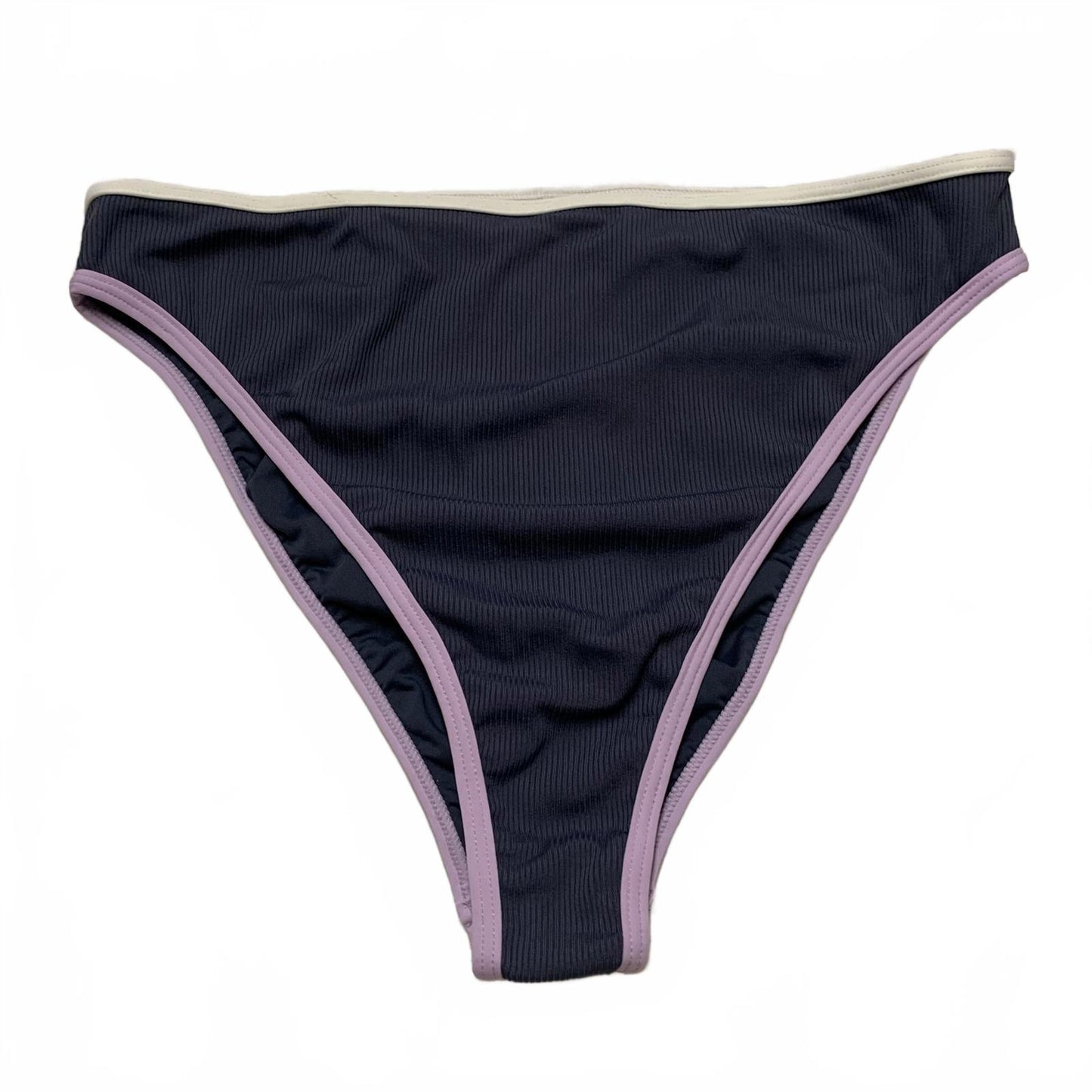 L*SPACE Women's Size XLarge Gray & Lilac Ribbed Bikini Bottoms