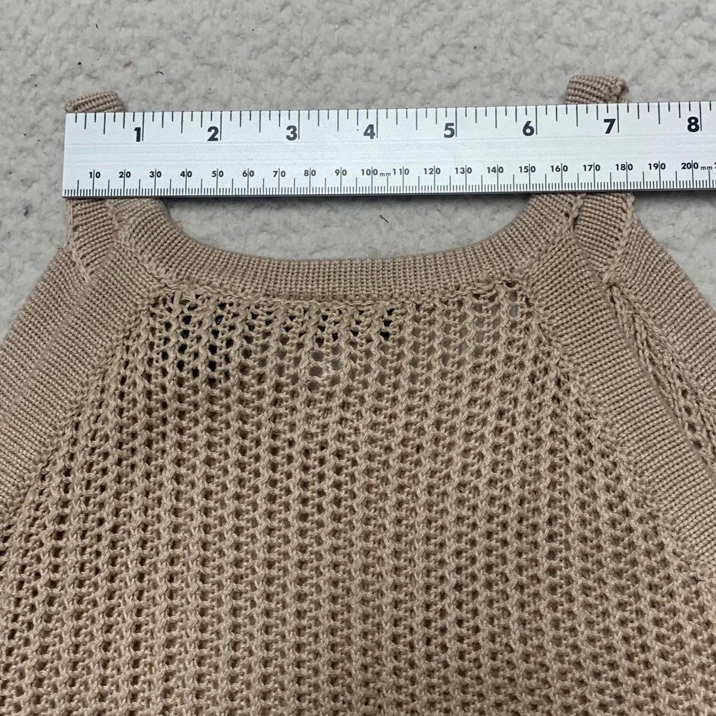 Tahari Womens Sz Large Beige Knit Sleeveless Dress Summer Beach Pool Party