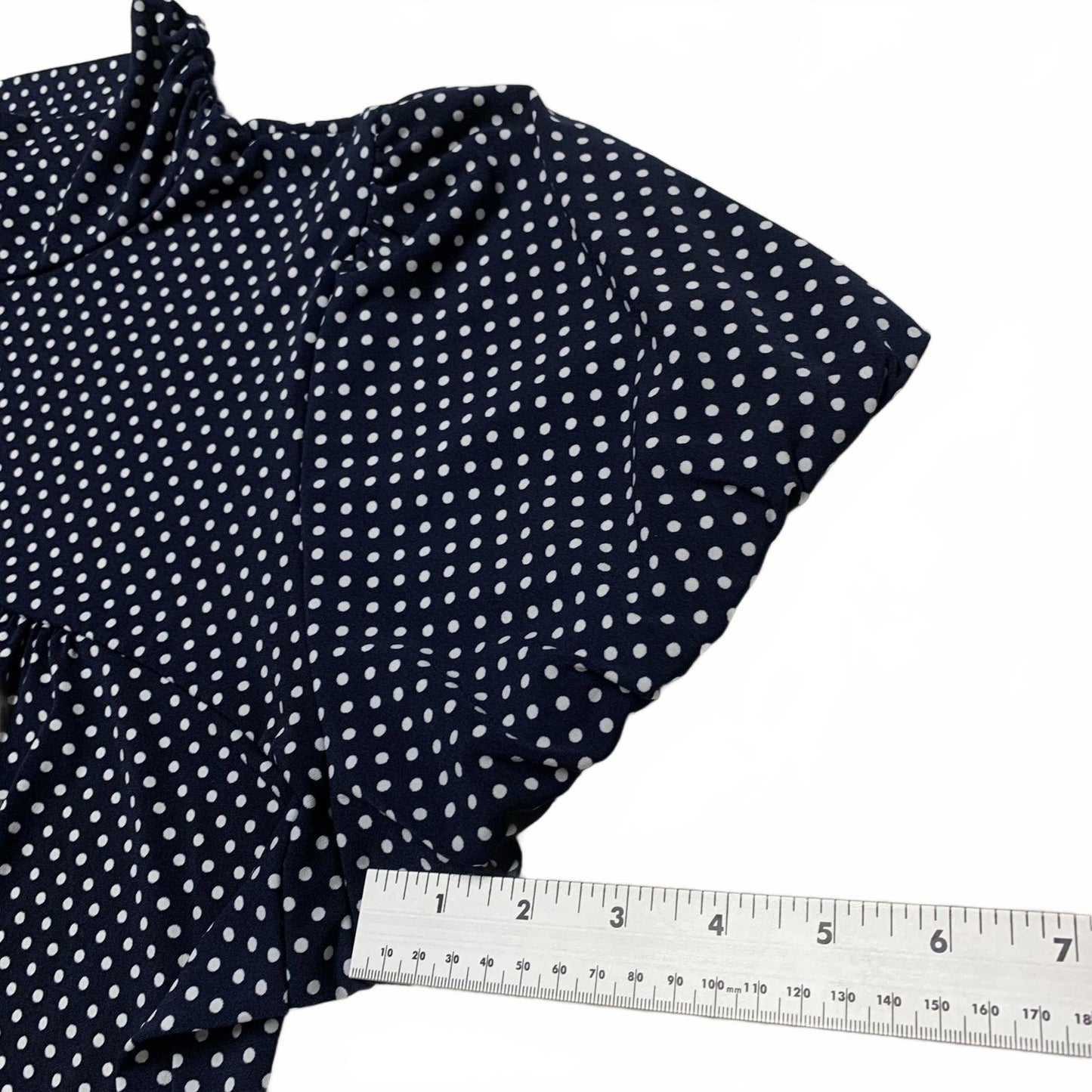 Dressbarn Women's Size 3X Navy White Polka Dot Blouse USA
