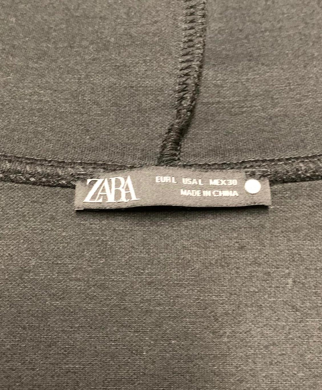 ZARA Women's Size Large Black Casual Black Zip-Up Hoodie