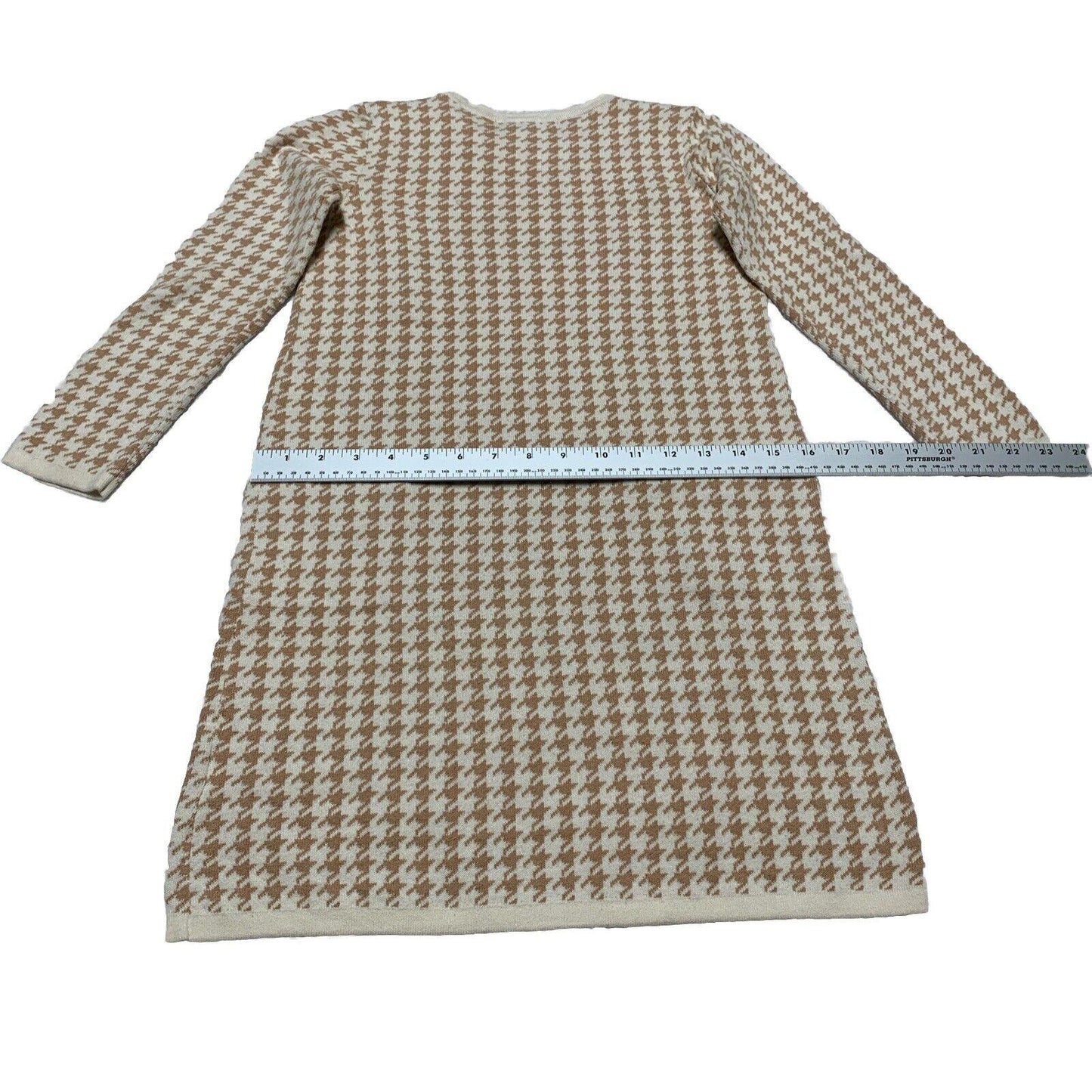 Hope & Henry Girls Size 10 Ivory Beige Houndstooth Sheath Dress Bow Knee Length