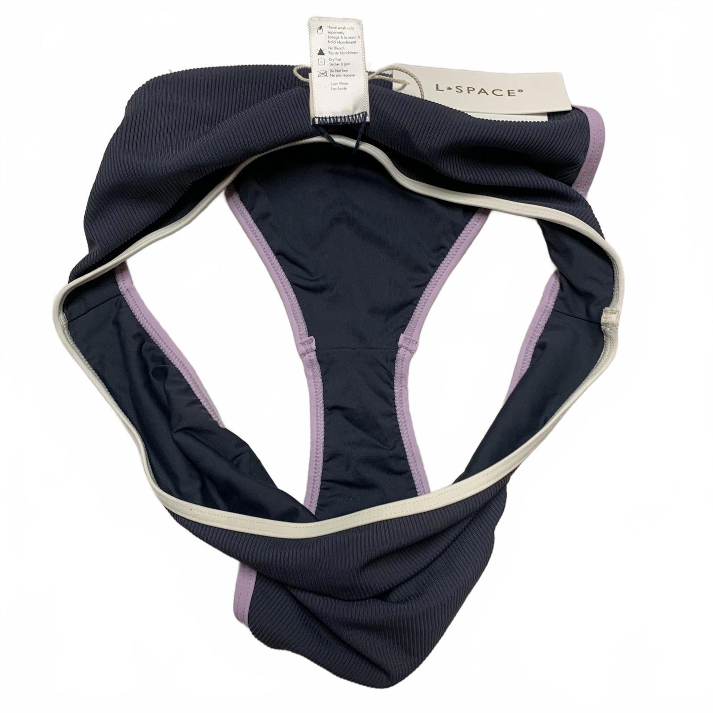 L*SPACE Women's Size XLarge Gray & Lilac Ribbed Bikini Bottoms
