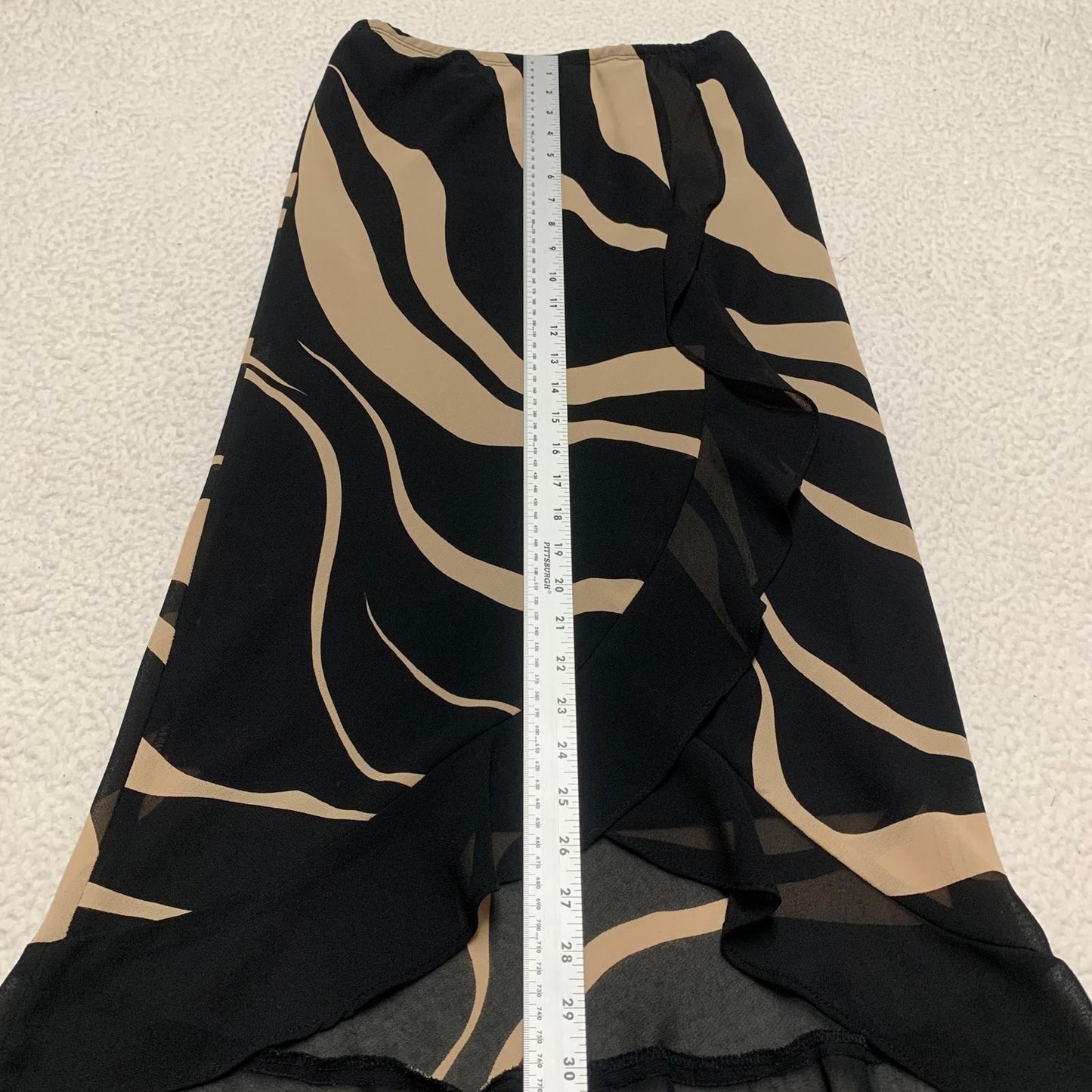 VTG Women's Size Large Black Beige Zebra Print Asynnetrical hem Skirt Unbranded