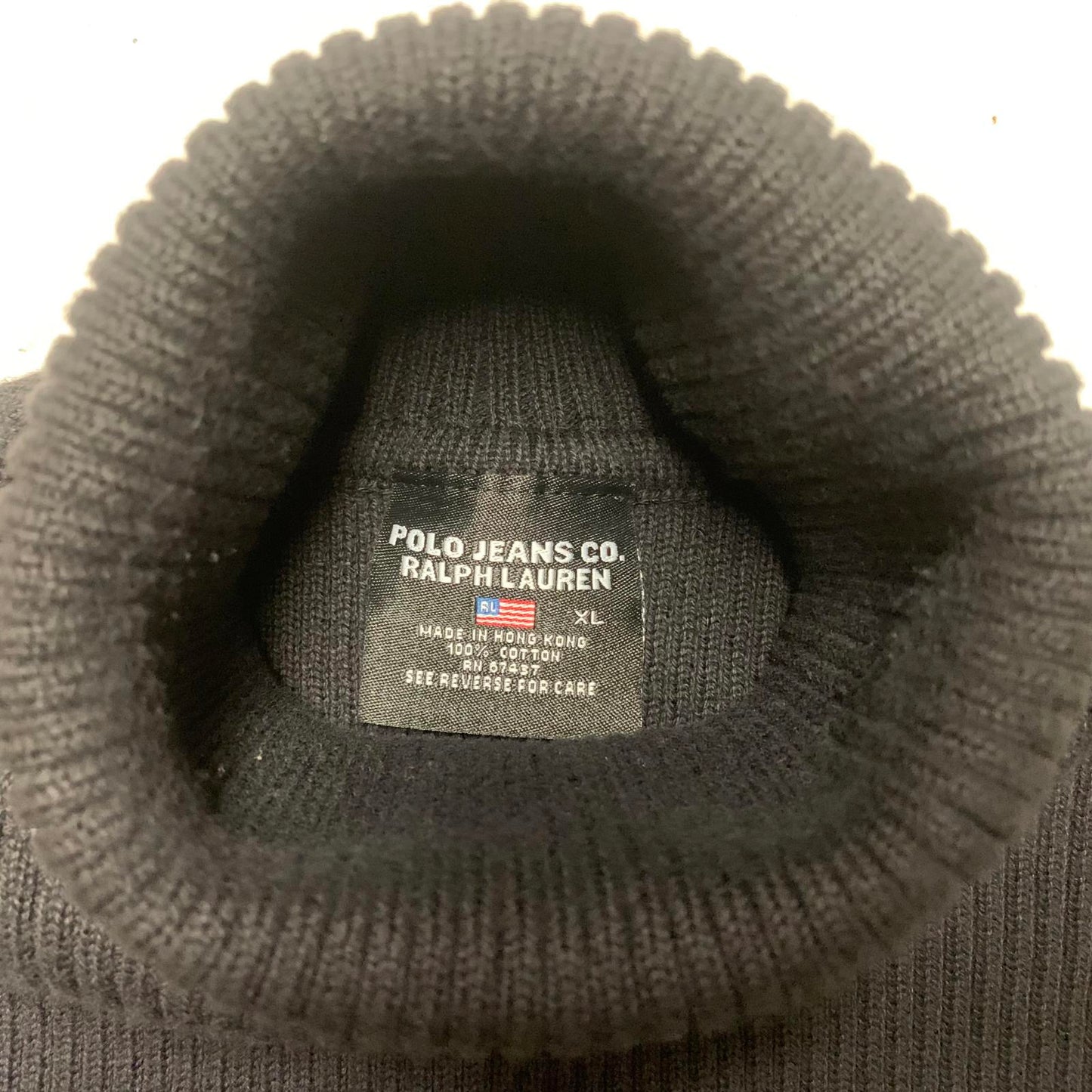 Polo Jeans Co Ralph Lauren Size XLarge Ribbed Black Turtleneck Sweater
