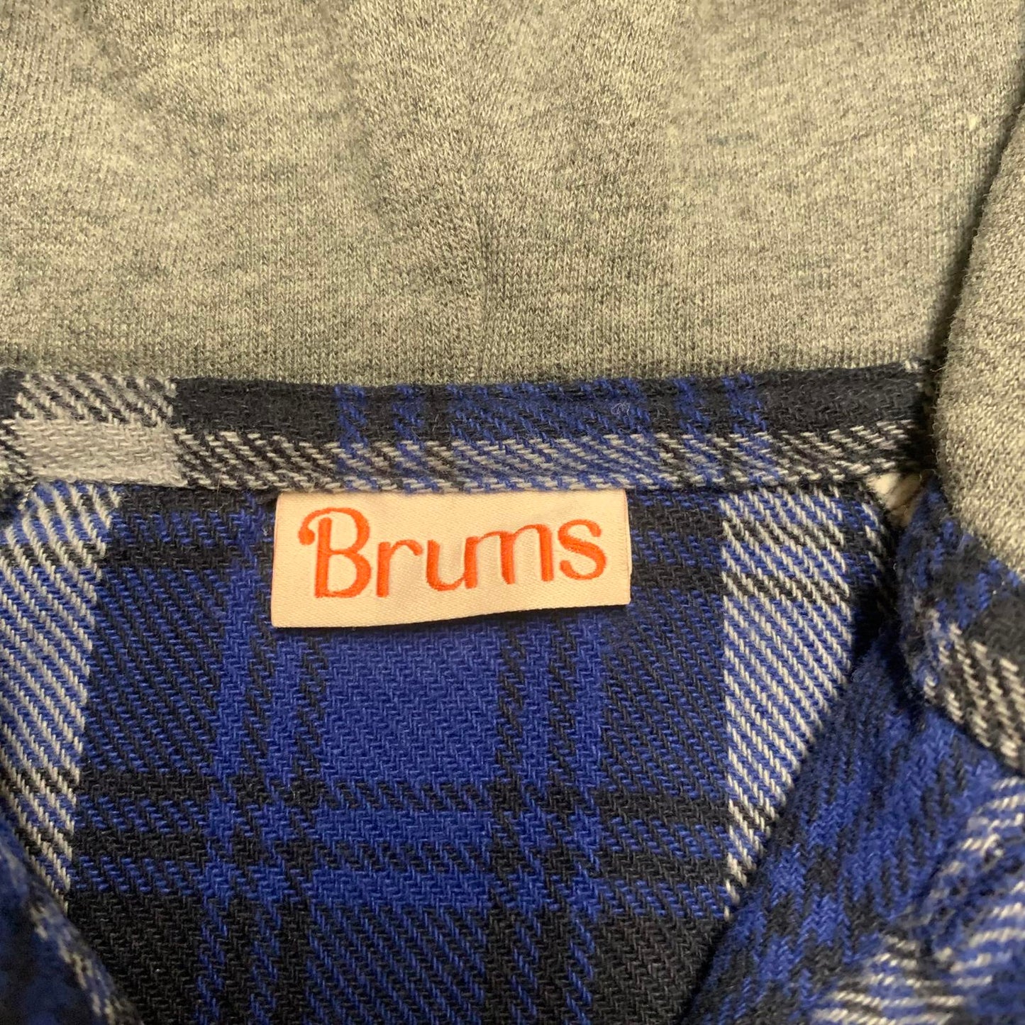 Brums Boys Size 5 Gray Blue Flannel Hooded Shirt Jacket Cotton