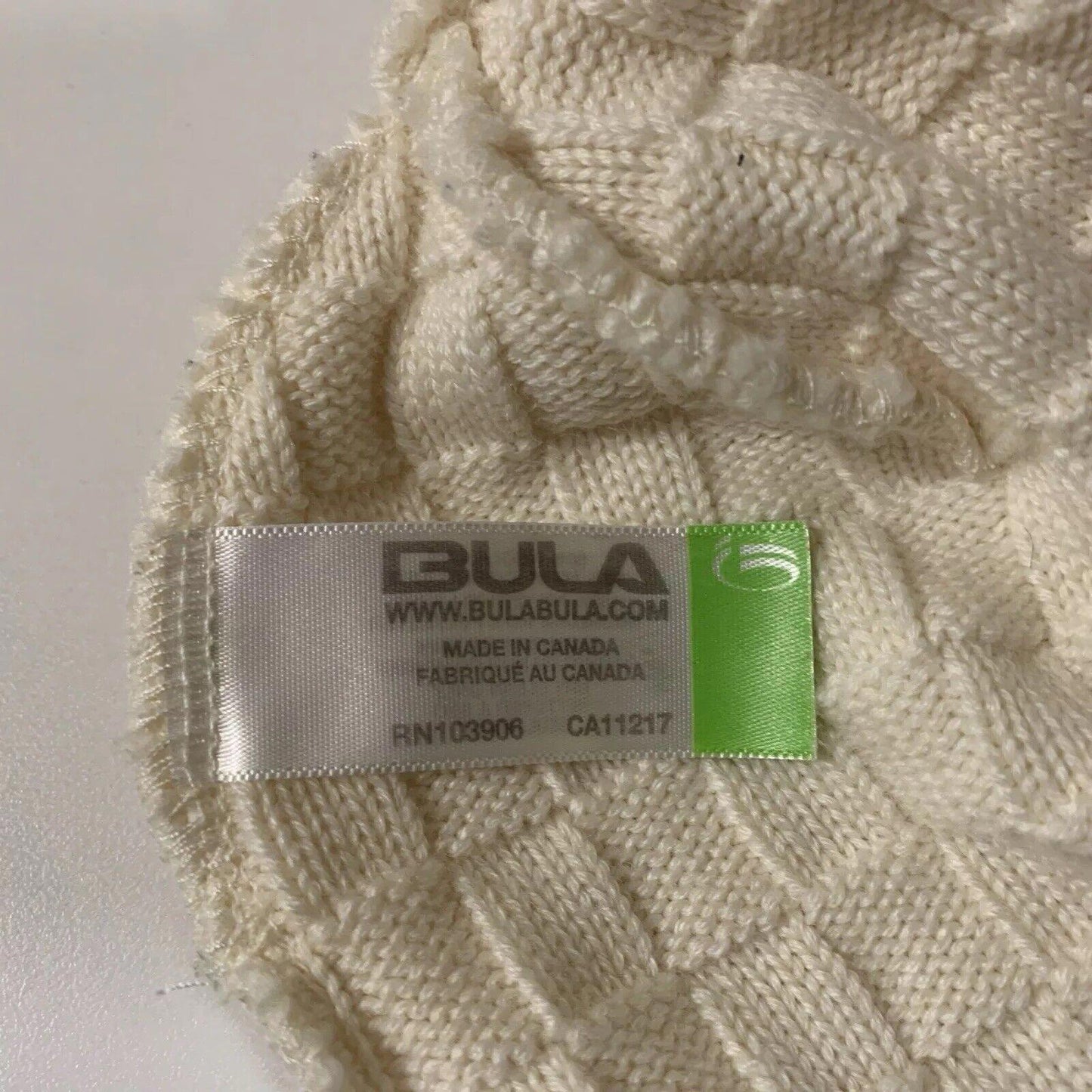 BULA Unisex One Size Beige Textured Beanie Hat Ski Snow Sports Activewear Wool