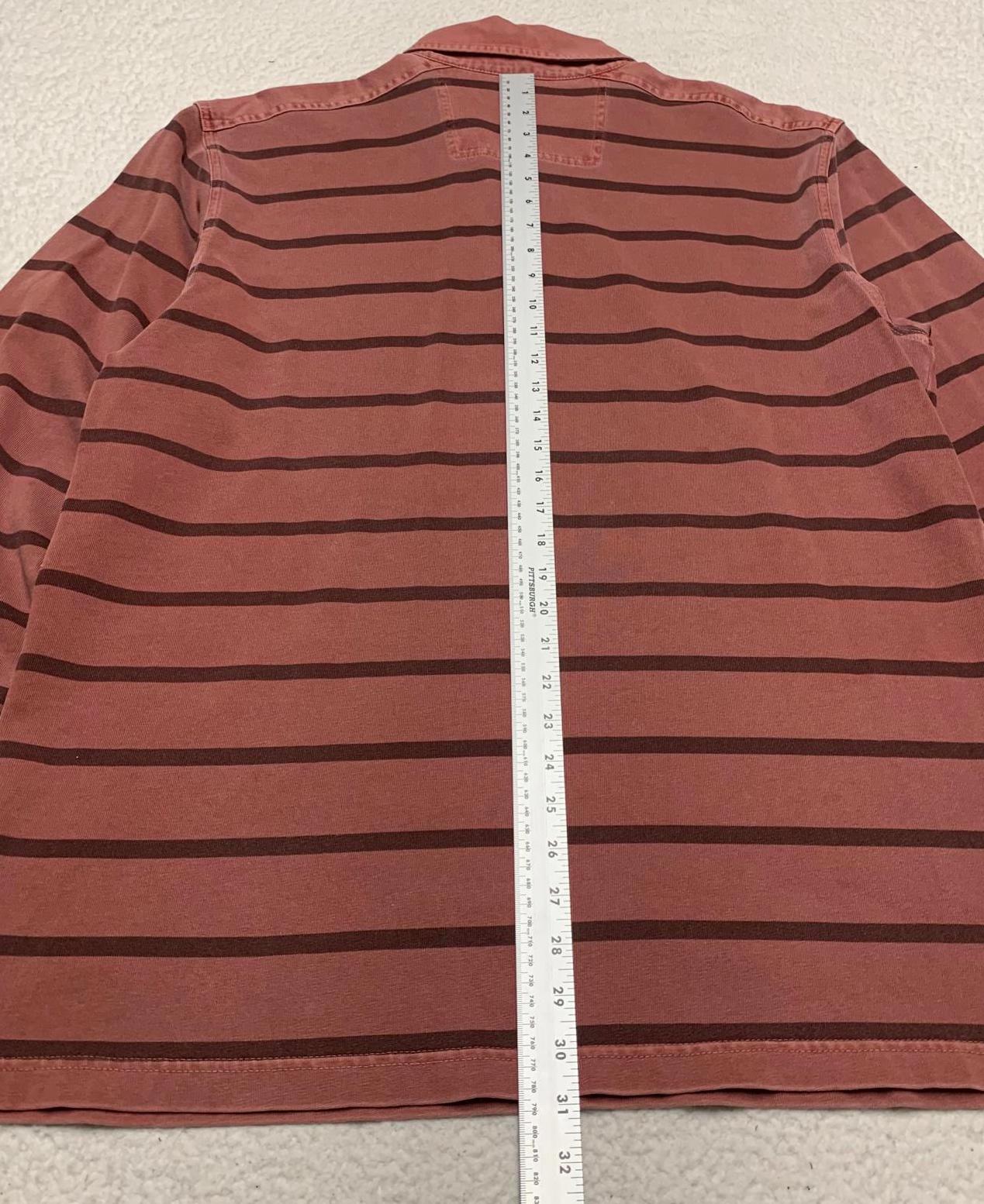 L.L. Bean Men's Size Large Rust Striped Long Sleeve Polo Shirt