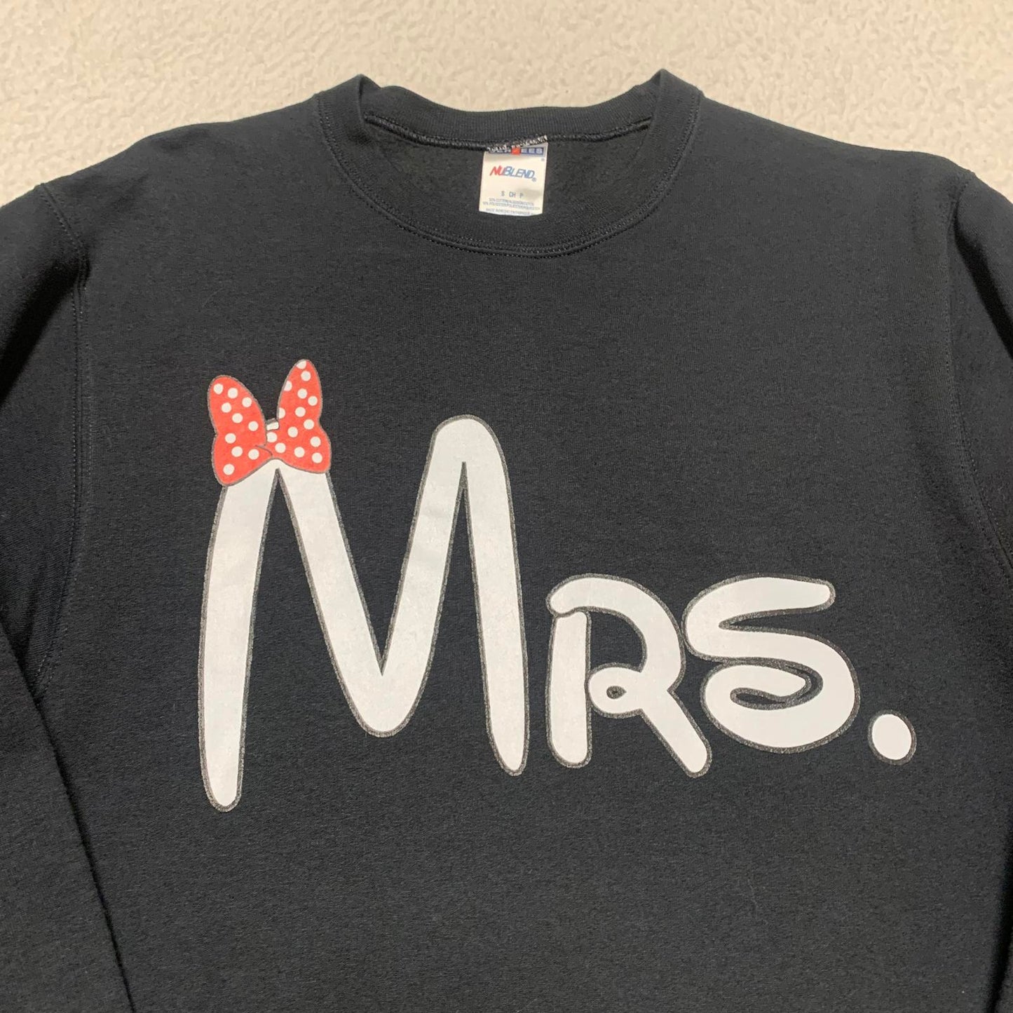 Jerzees Couples Matching Mr & Mrs Sweatshirts Small Large Black