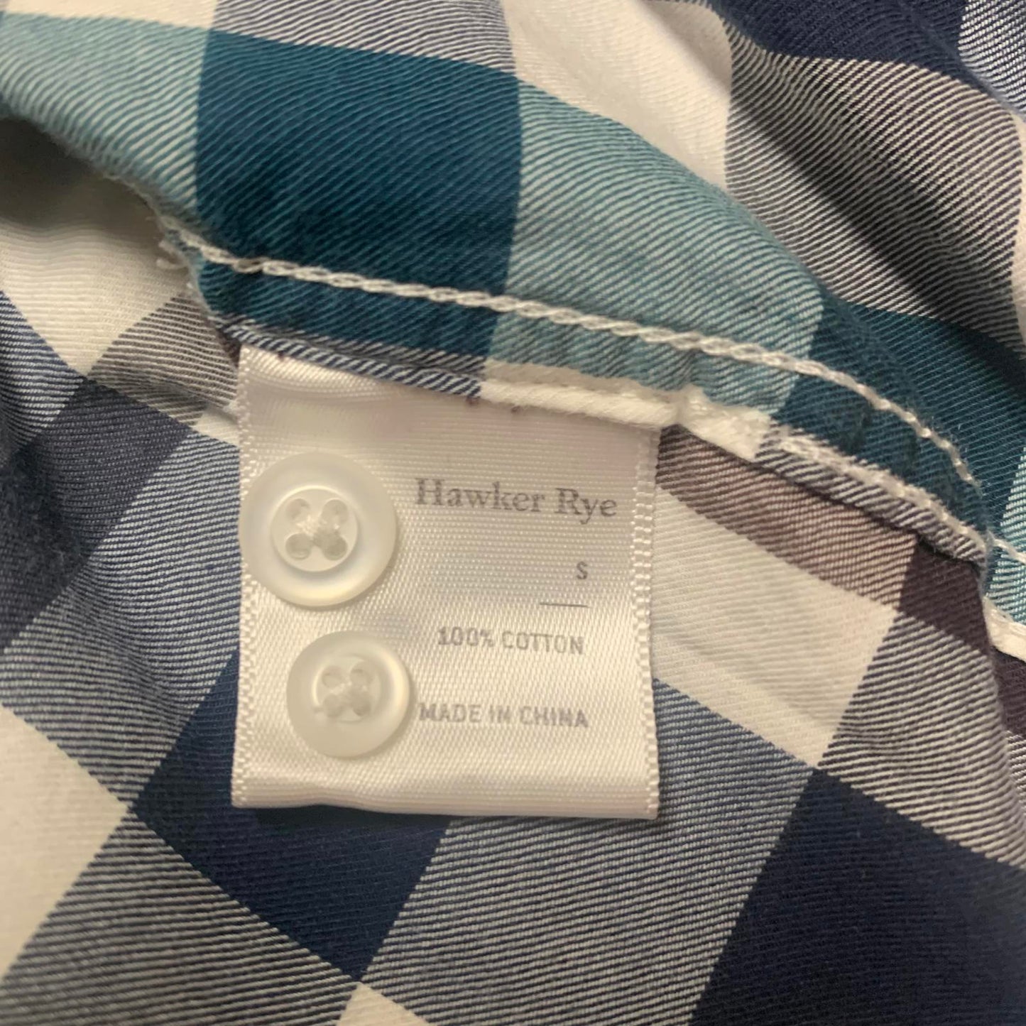 Hawker Rye Mens Size Small Blue Green Slim Fit Plaid Shirt