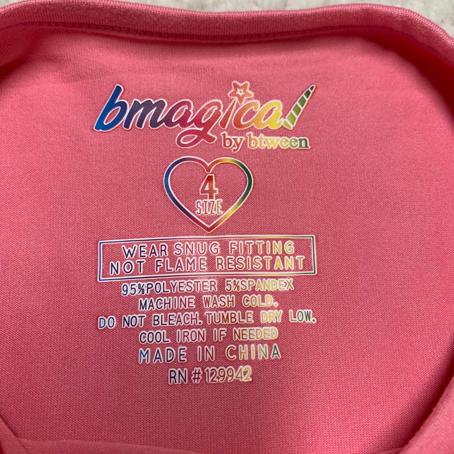 Bmagical by BTween Girls Size 4 Pink Pajama Top Uniform Graphics