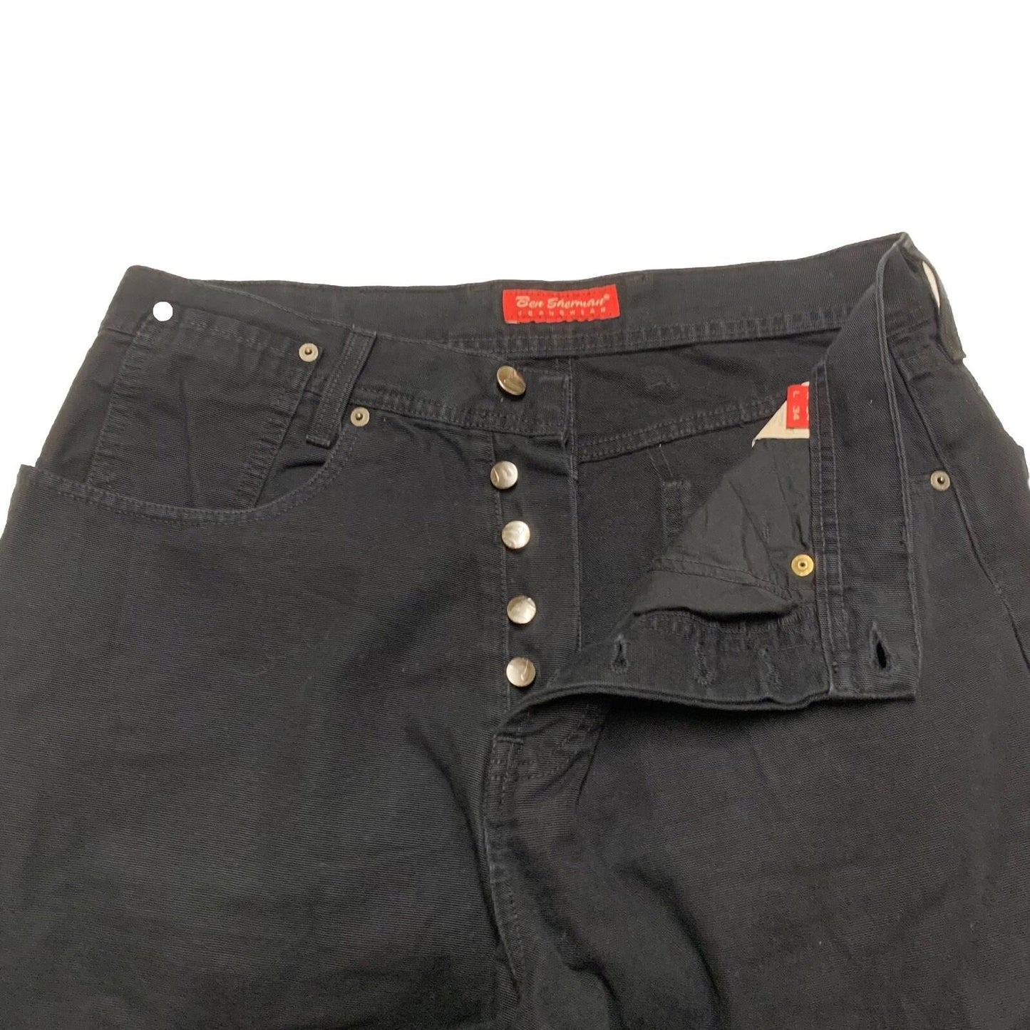 Ben Sherman Jeans Men’s Sz W34 Black Button Fly 34 x 32 Actual Made in Italy
