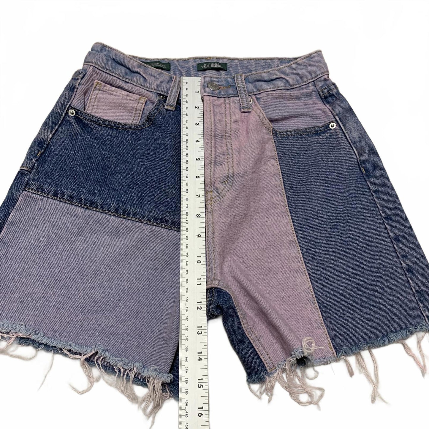 Wild Fable Womens Sz 0 Blue Pink Patchwork Denim Shorts 24.5