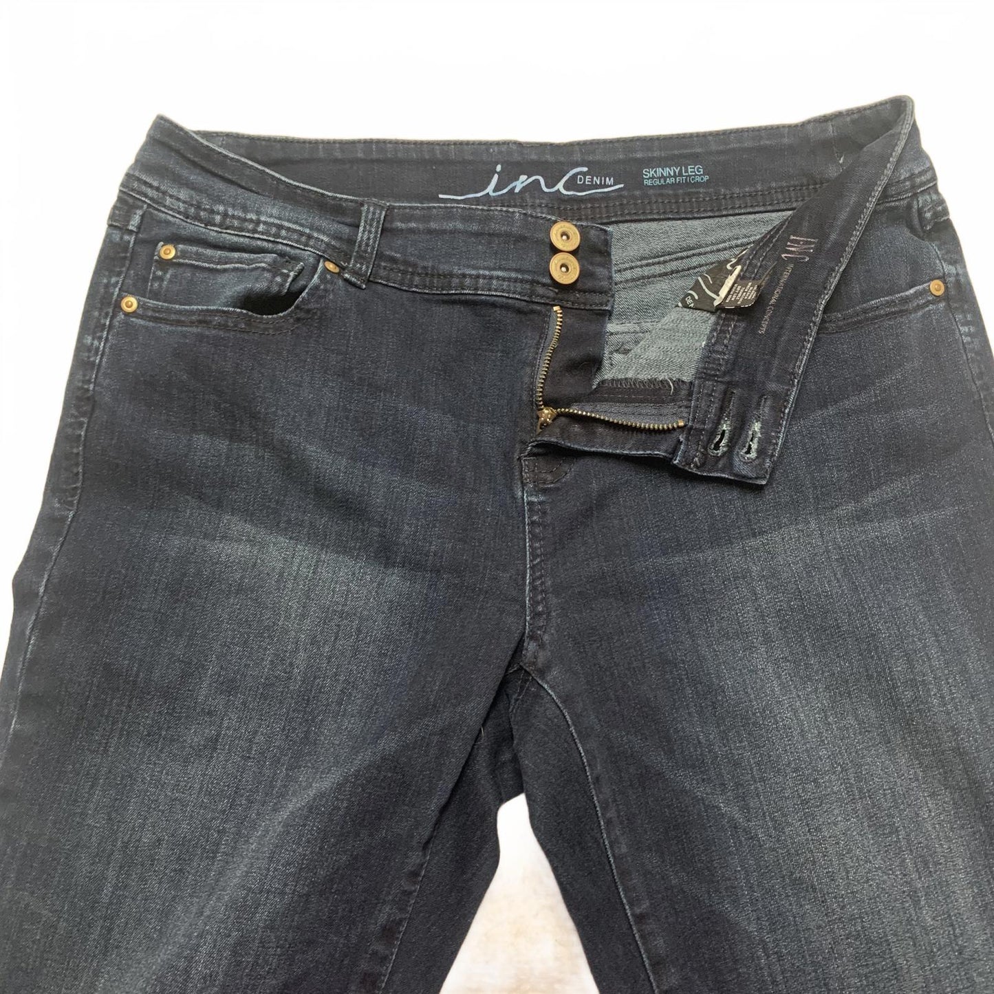 INC International Concepts Women's Jeans Sz 12 Cropped Skinny Leg W 34 x 17 L
