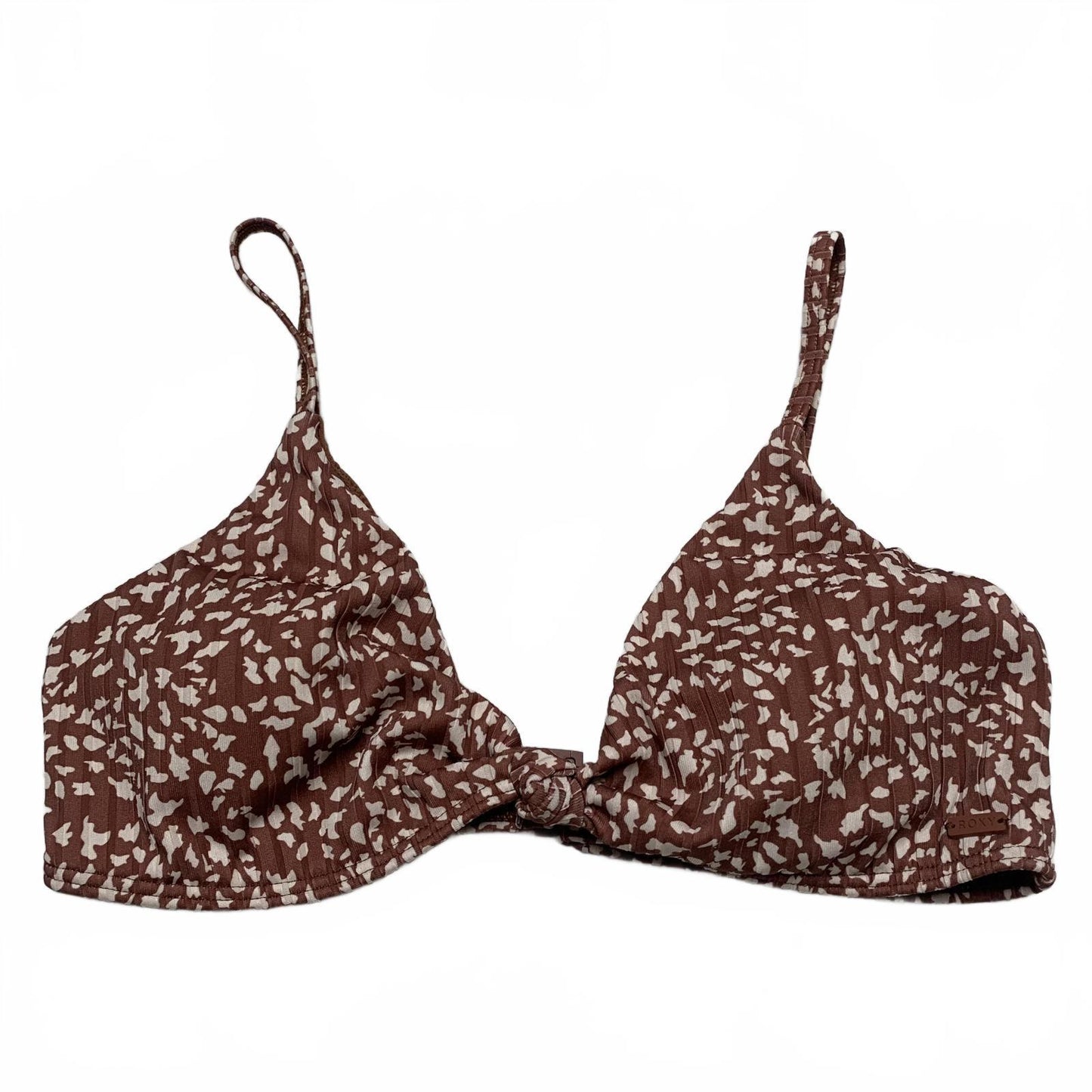 Roxy Love the Surf Knot Bikini Top Women's Sz L Brown Print Swimwear