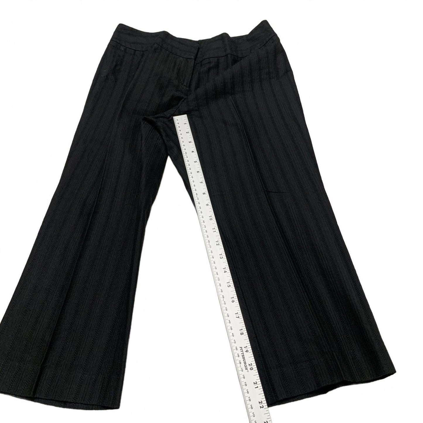 Ann Taylor Women's Petites Size 10P or 12P Black Striped Cropped Pants W 30 x 22